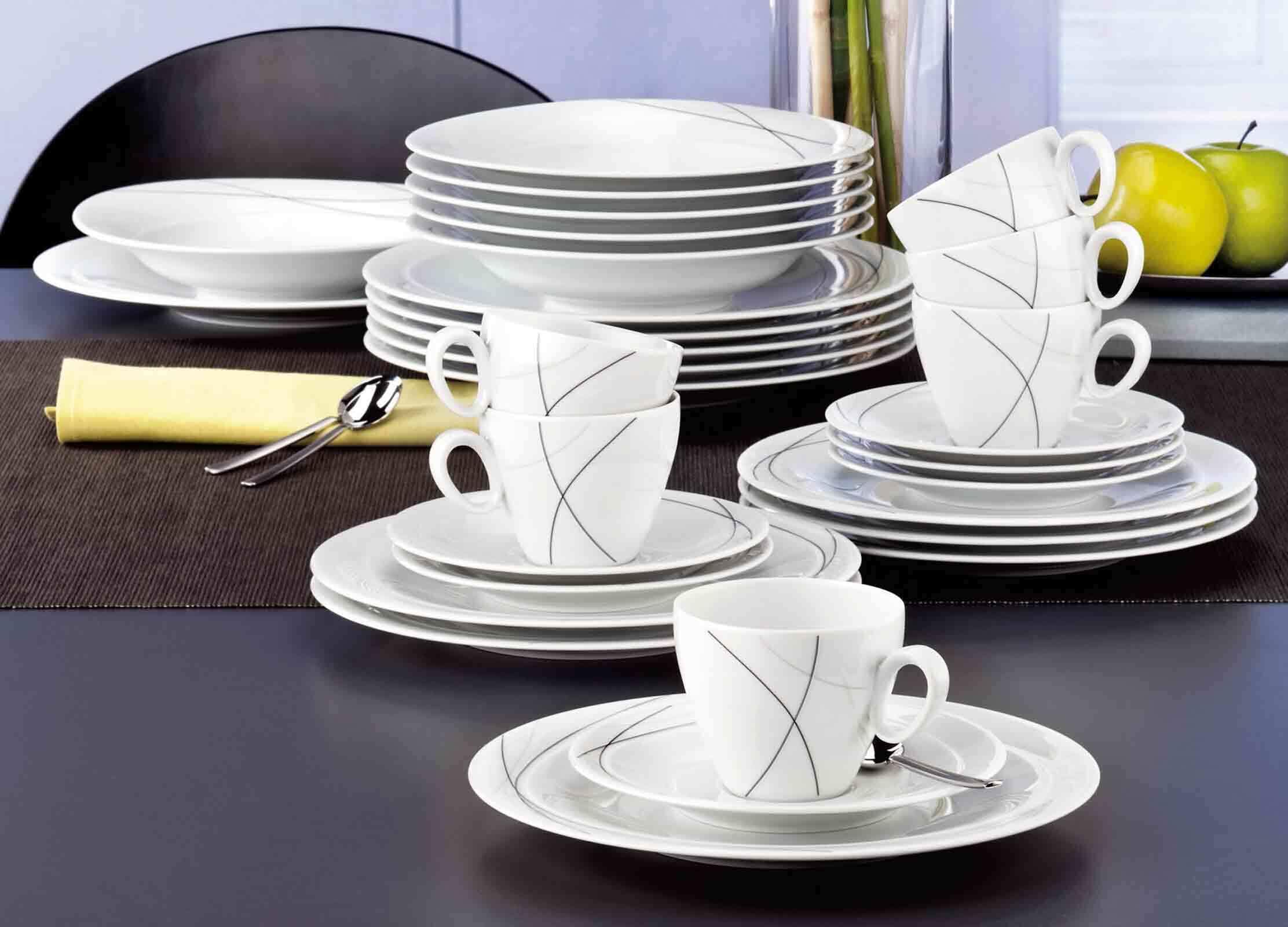 Seltmann Weiden Tasse »Kaffeetassen mit Untertassen Trio Highline 230 ml 6er Set weiß-grau«