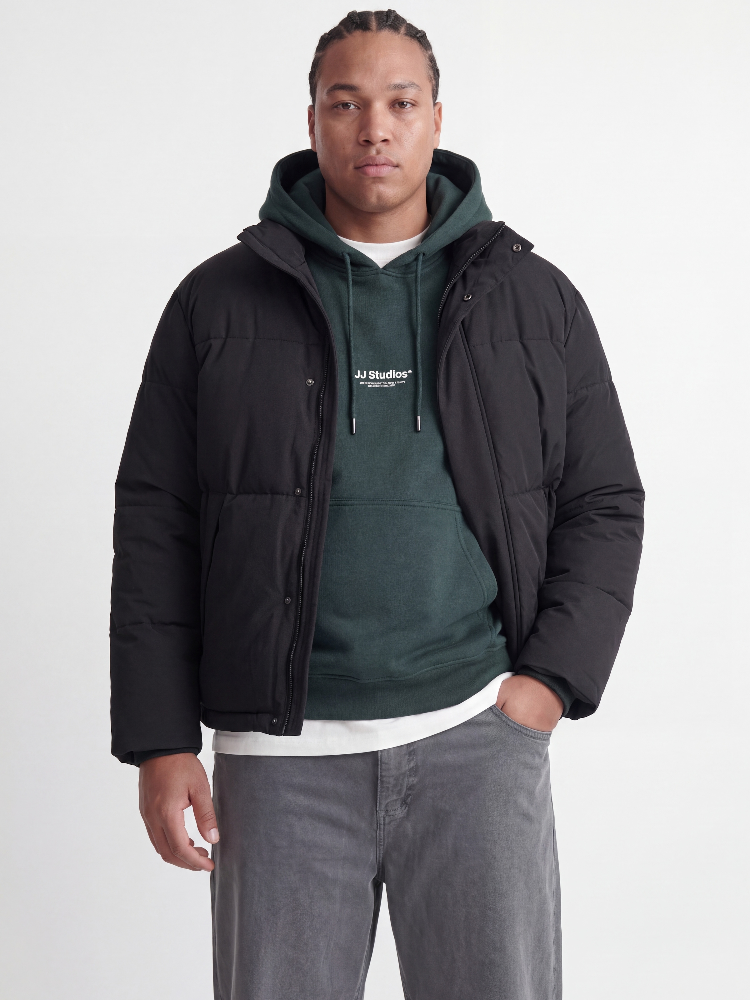 Jack & Jones PlusSize Steppjacke »JJESOHO PUFFER COLLAR AW26 SN PLS« Kunstfaser, mit verdecktem Reißverschluss