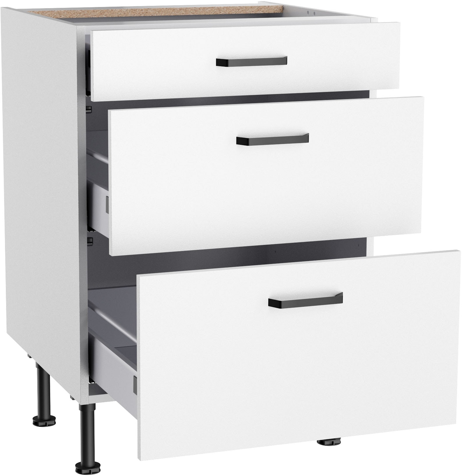 KOCHSTATION Unterschrank »KS-Paula« 60 cm breit, 87 cm hoch, mit 1 Schubkasten, 2 Auszügen