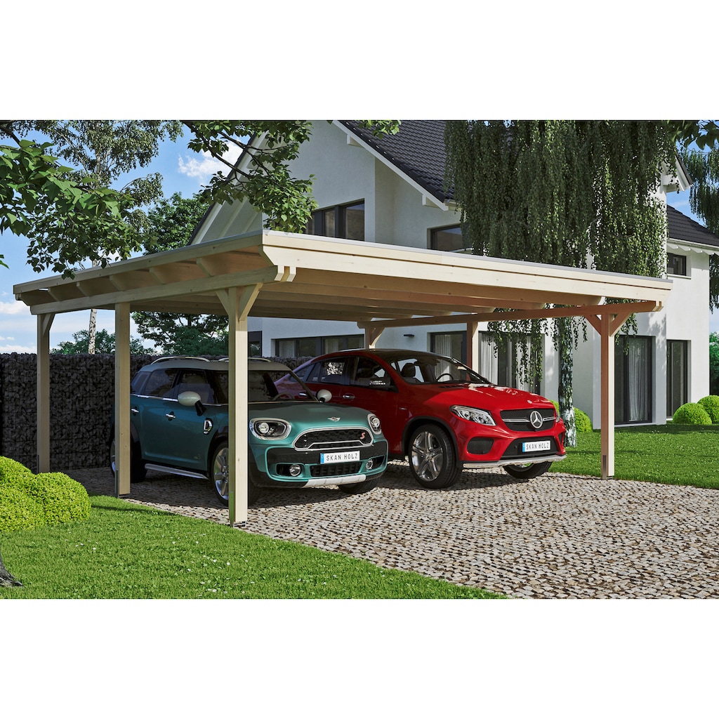 Skanholz Doppelcarport »Emsland«, Leimholz-Nordisches Fichtenholz, 550 cm, natur