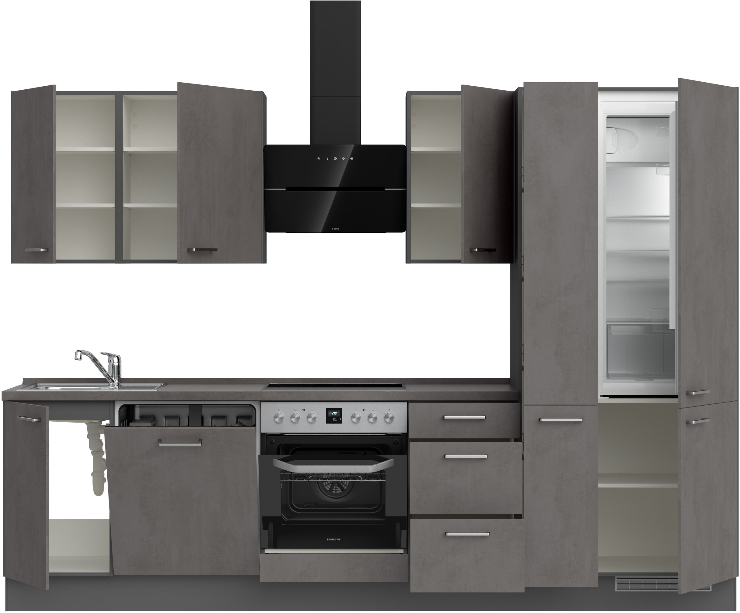 nobilia® Küchenzeile »"Riva II"«, vormontiert, Ausrichtung wählbar, Breite 300 cm, wahlw. mit E-Geräten