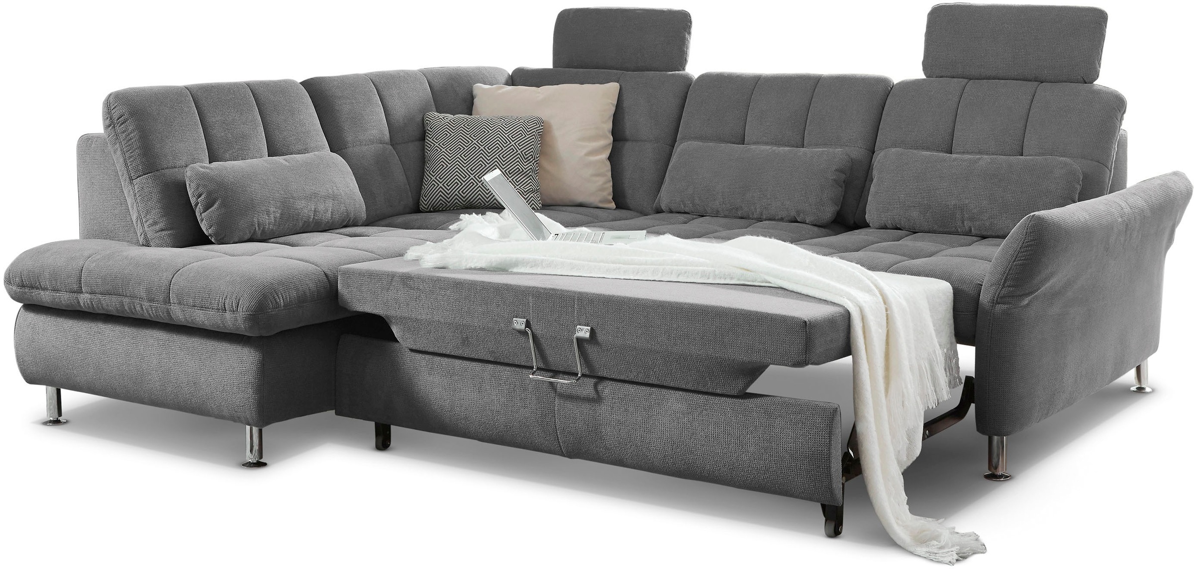 Die PlanBar Ecksofa »MP-IN20016 L-Form mit Kaltschaum-Polsterung«, wahlweise mit Kopfstützen und Bettfunktion, mit Kaltschaum-Polsterung