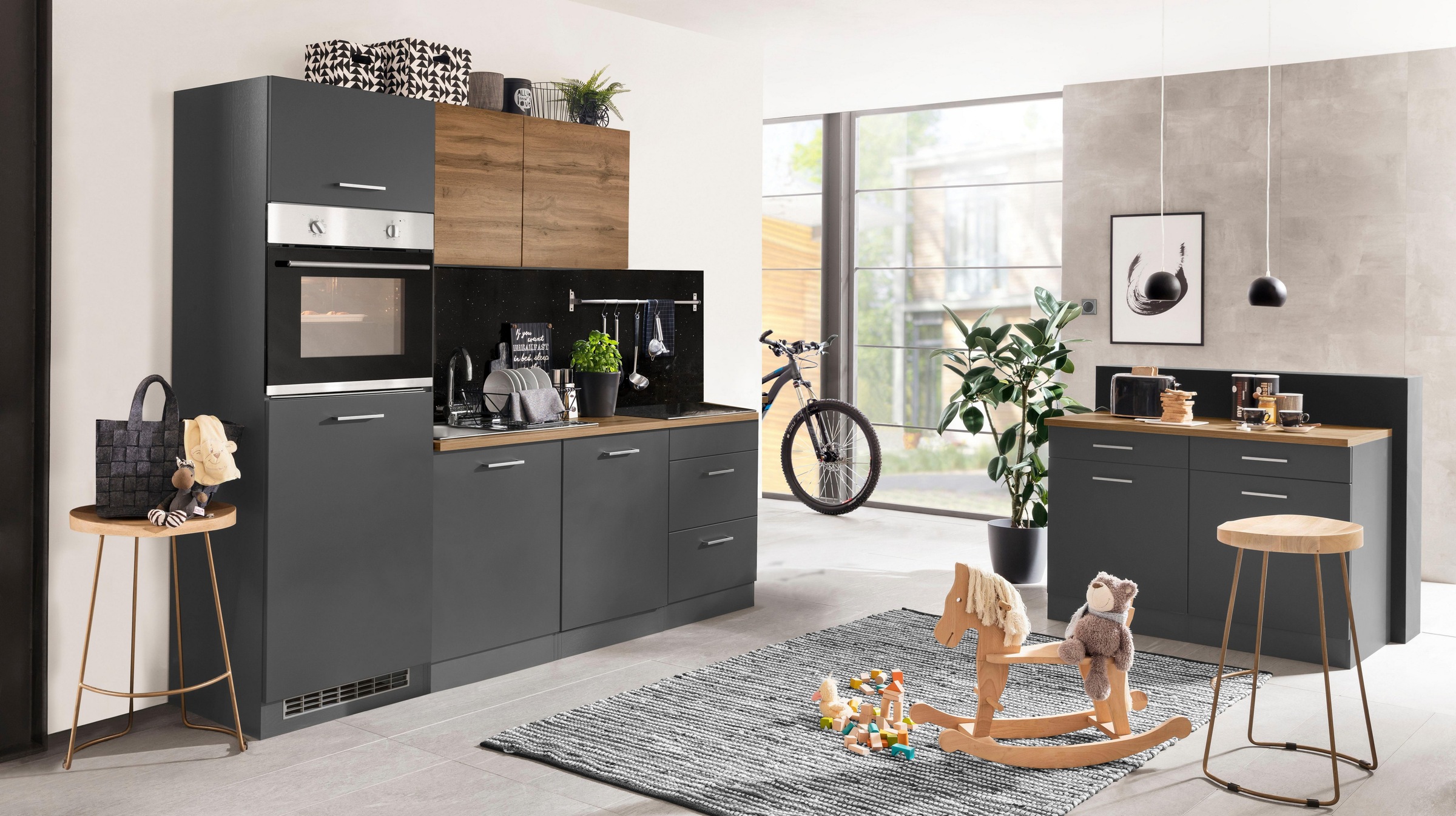 KOCHSTATION Küchenzeile »KS-Kehl«, ohne E-Geräte, Breite 240 cm, für Kühlschrank