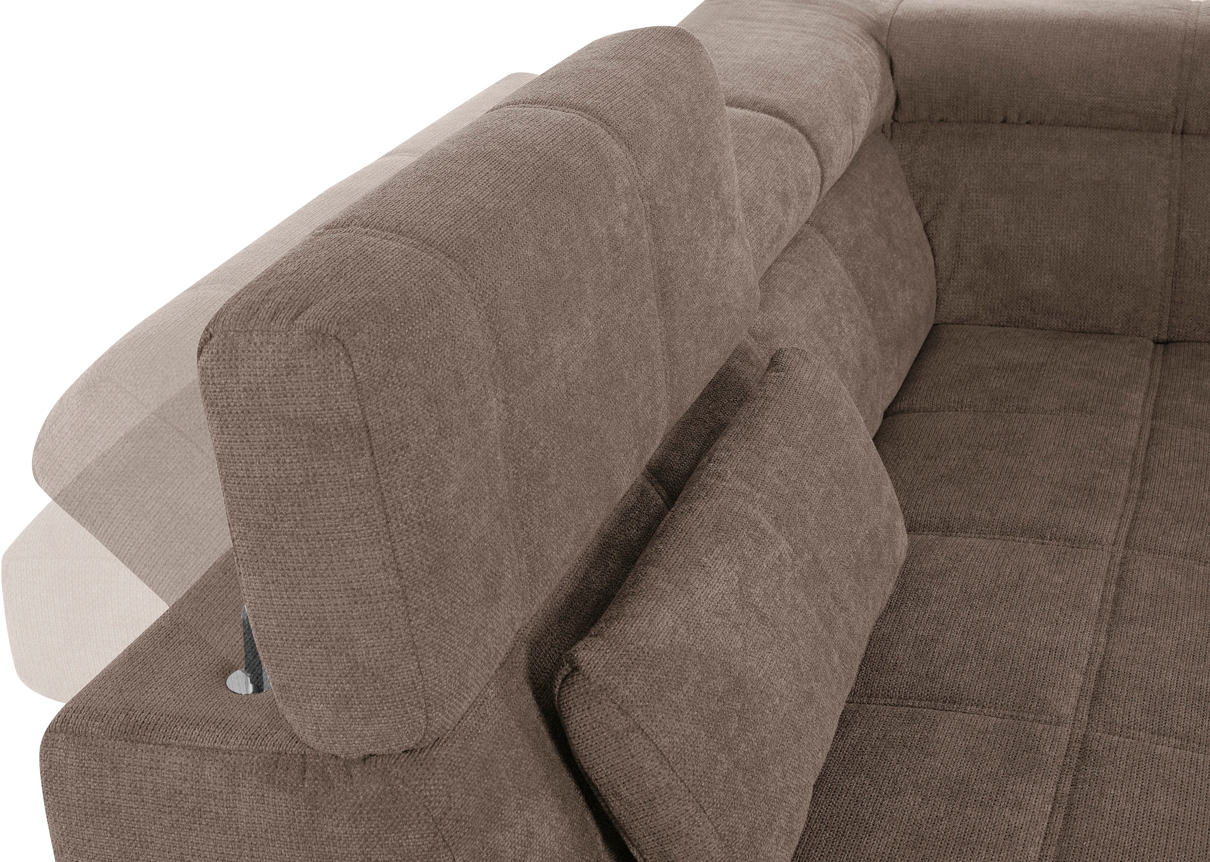 DOMO collection Ecksofa »Brandon L-Form, auch in Leder«, inklusive Kopfteilverstellung, wahlweise mit Sitztiefenverstellung