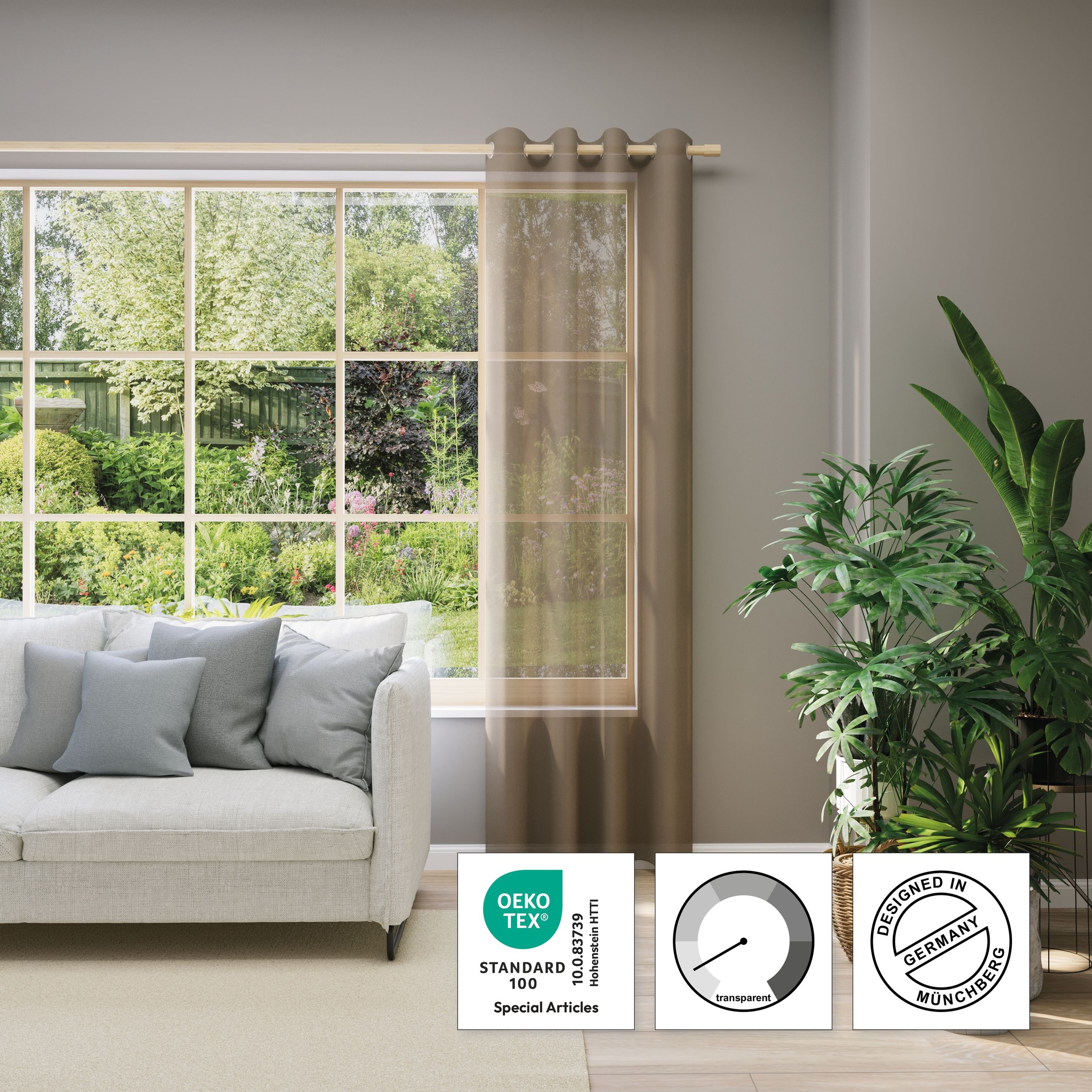 Neutex for you! Vorhang nach Maß »EVA«, (1 St.), Uni-Voile mit elegantem Glanz