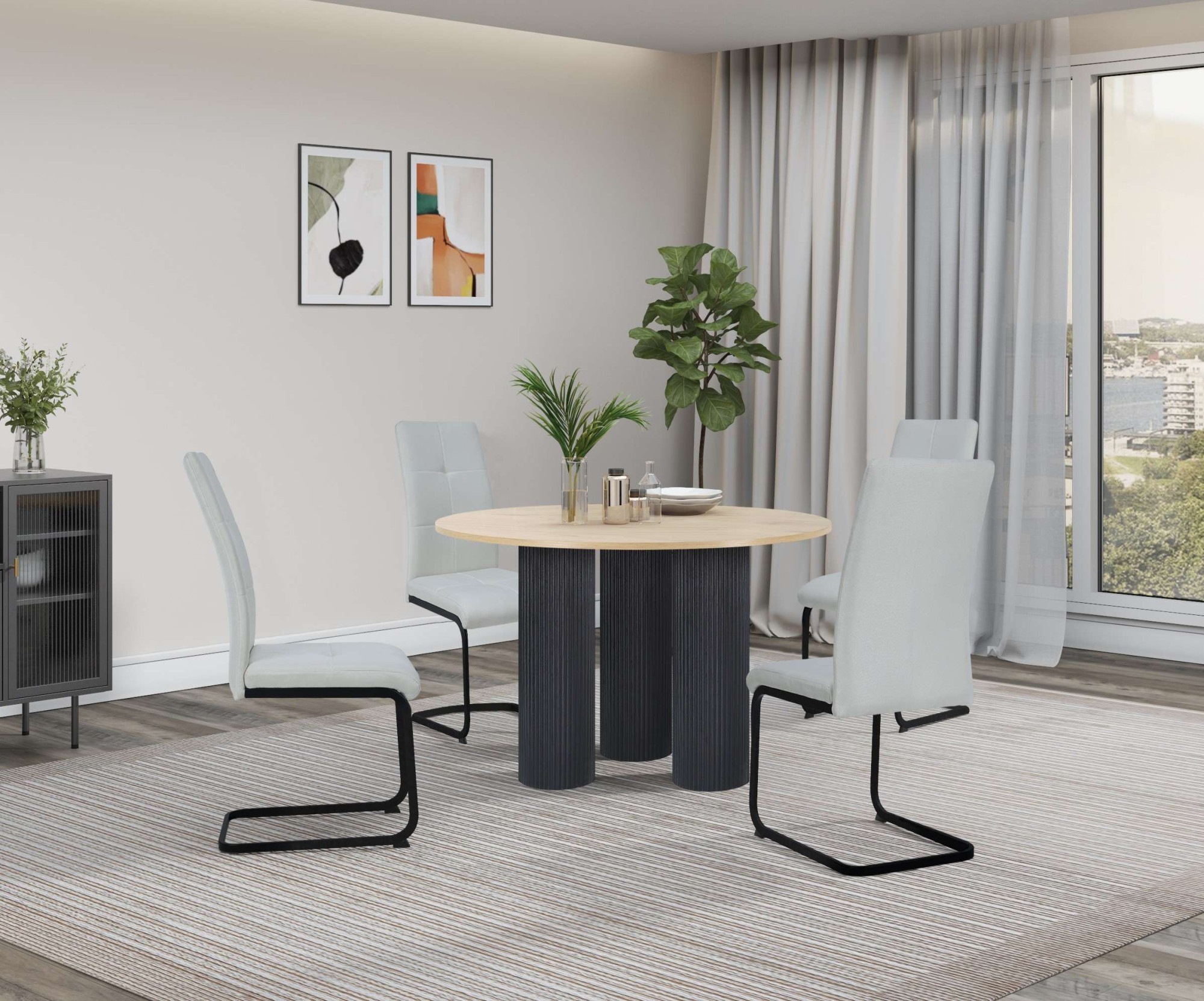 OTTO home Esstisch »Mandan«, rund, 110x110 cm, 25 cm runde Beine mit Rillen günstig online kaufen