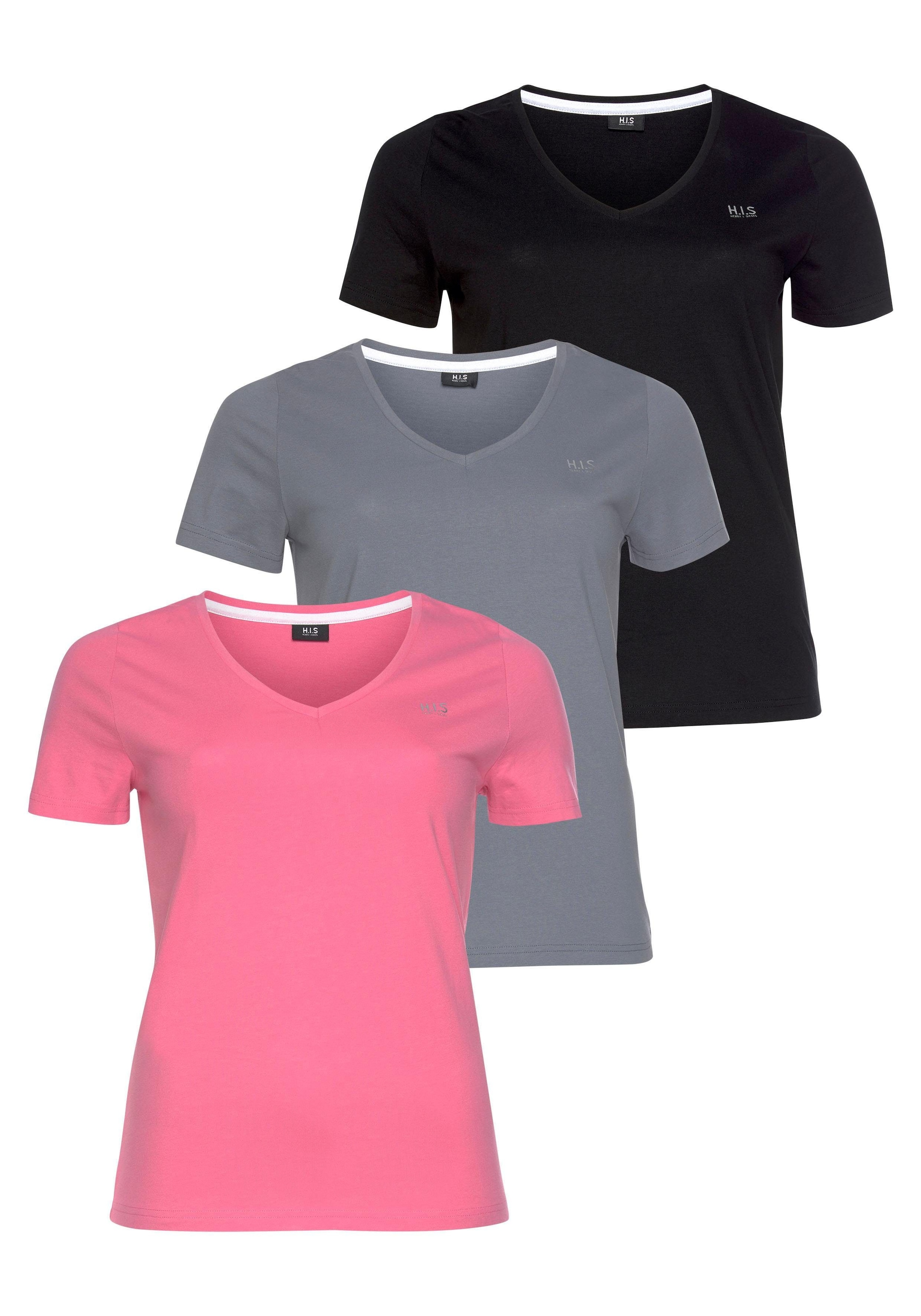 H.I.S T-Shirt »Essential-Basics«, (Spar-Set, 3er-Pack), online bestellen Größen Große
