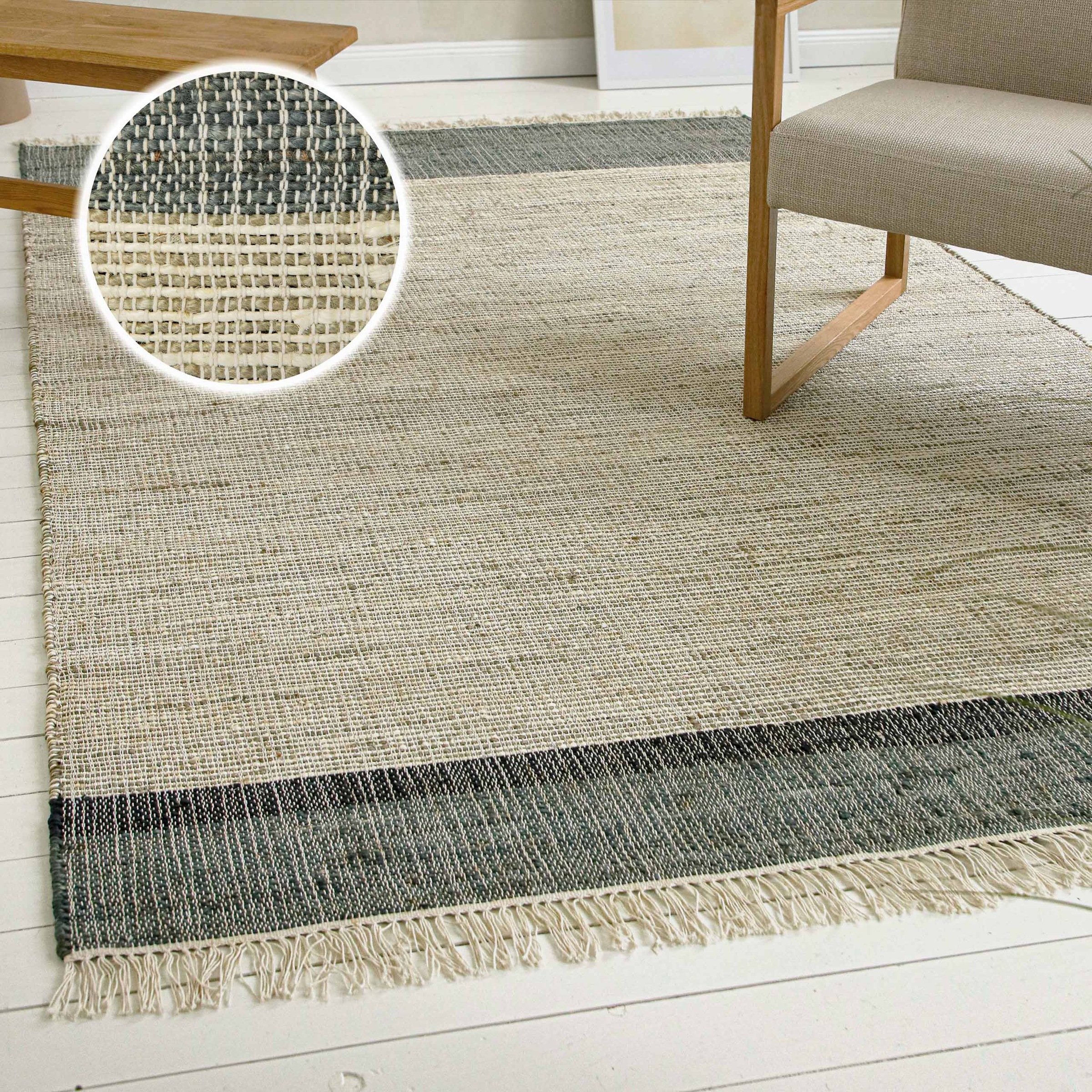 my home Teppich »Bennii«, rechteckig, 4 mm Höhe, 80% Jute, handgewebt, mit günstig online kaufen