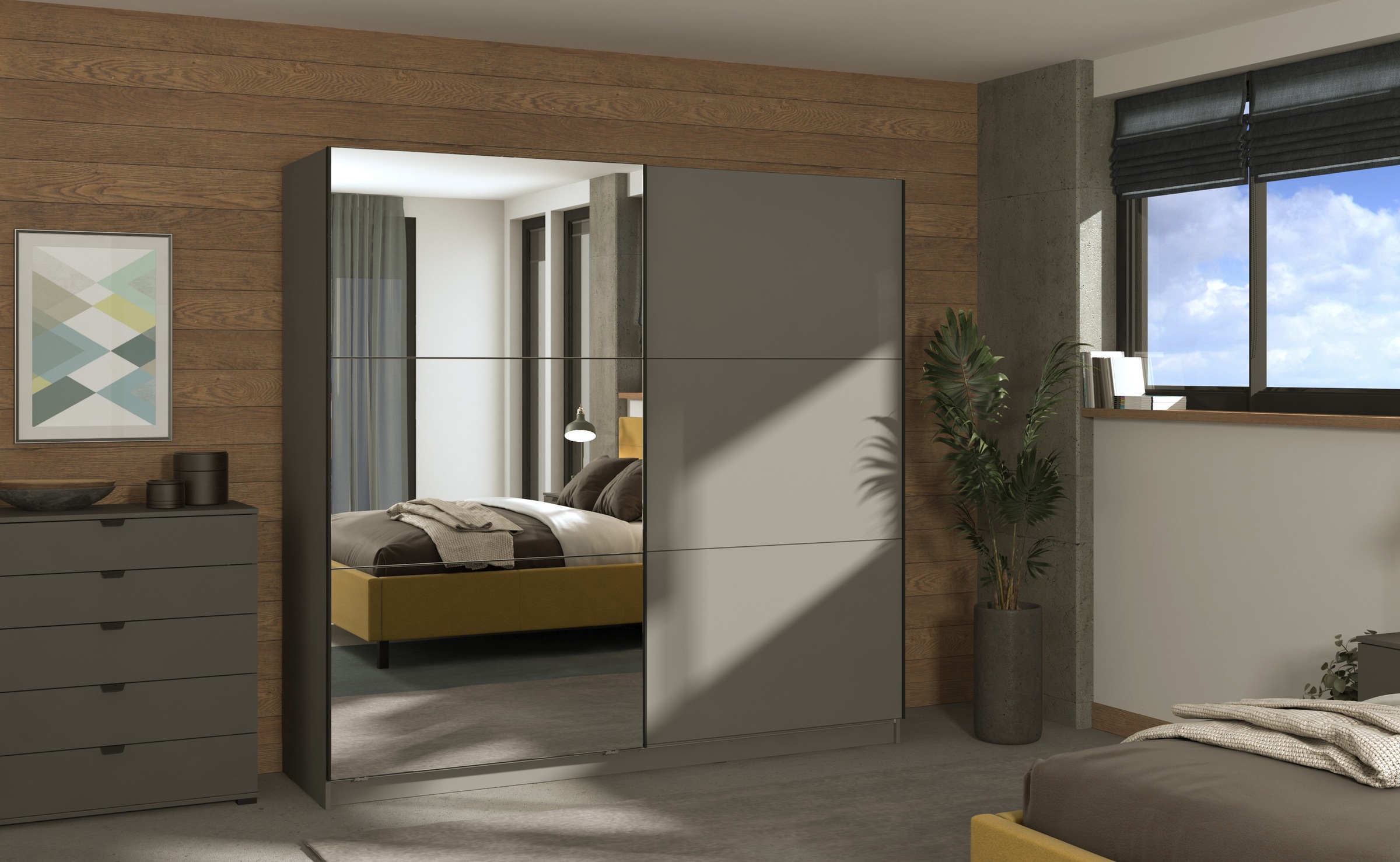 INOSIGN Schwebetürenschrank Sierra Kleiderschrank mit Spiegel Wäscheschrank günstig online kaufen