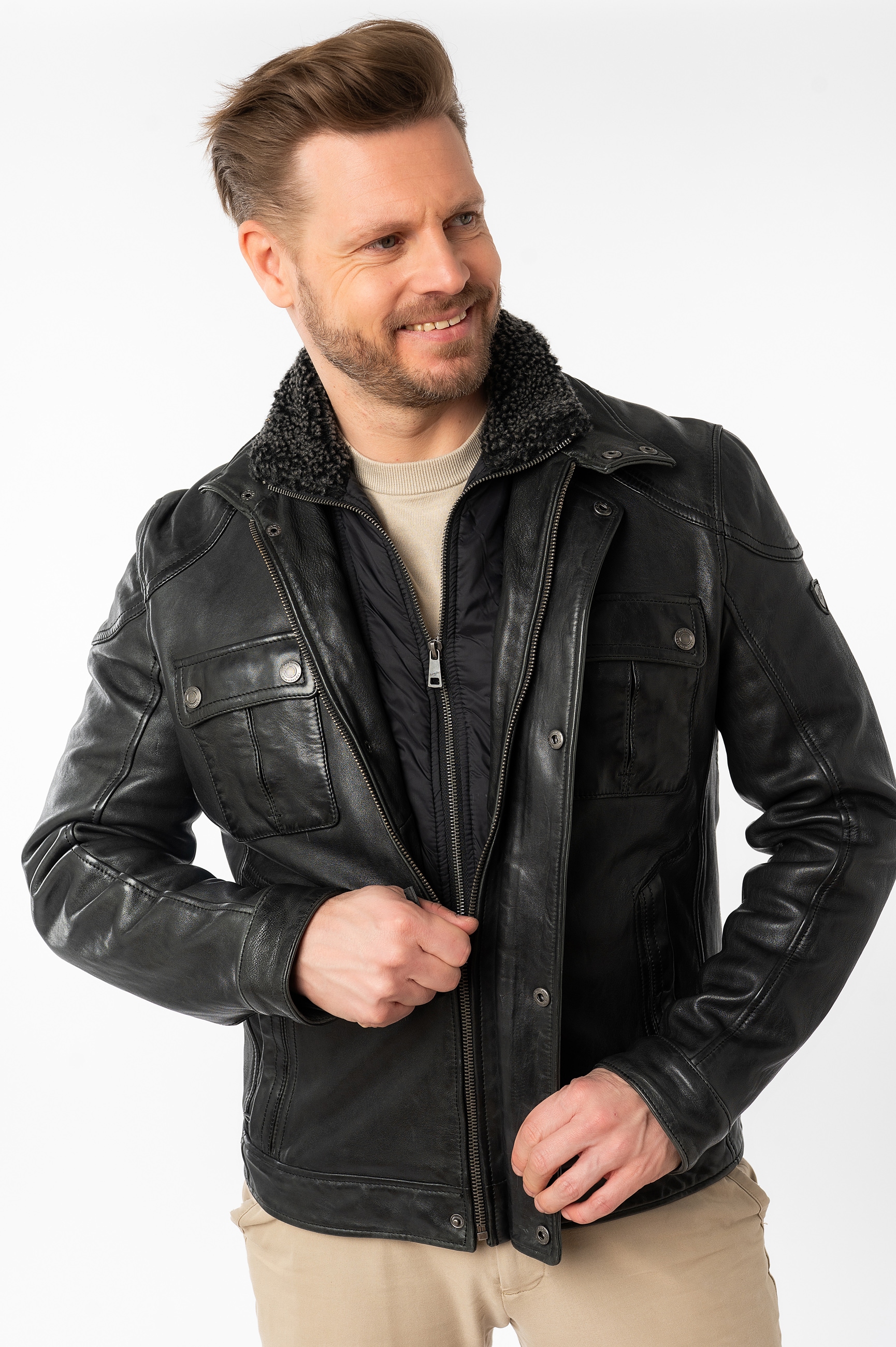 Mauritius Lederjacke »MMGarreck« mit Stehkragen