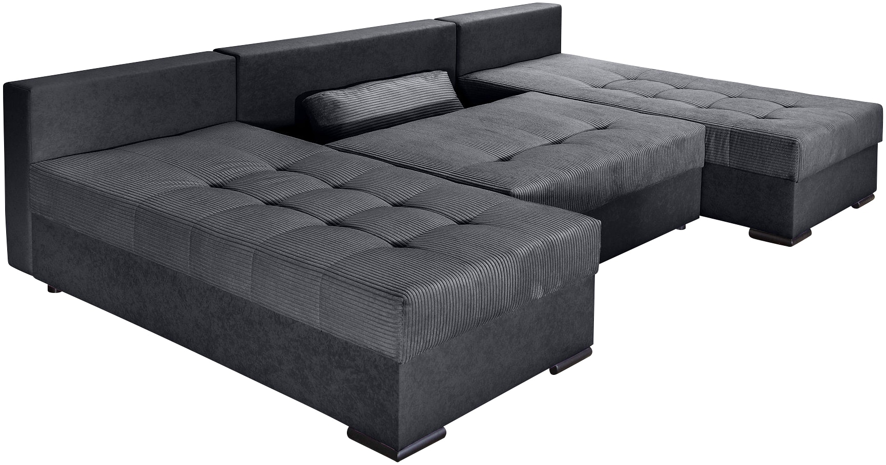 COLLECTION AB Wohnlandschaft »Josy, U-Form, Schlafsofa mit Bettkasten«, (Cord-/Mix), flexible Recamiere, Breite: 269cm, inklusive Rückenkissen, Cord/Mix