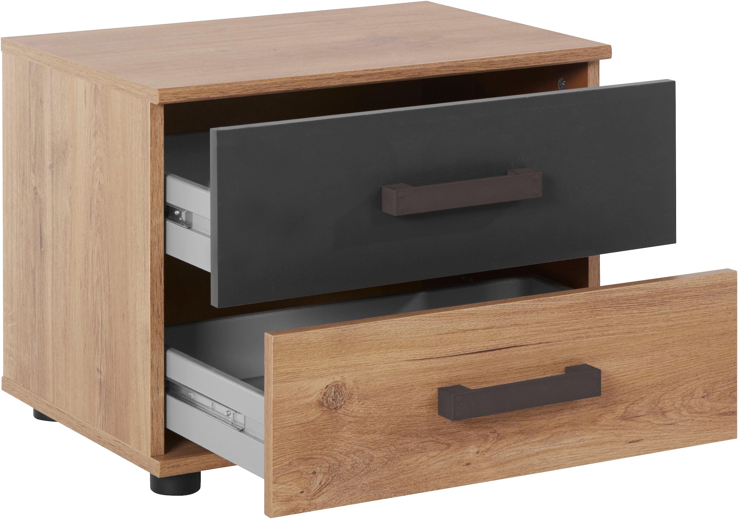Wimex Nachtschrank »Malmoe, Nachttisch 52x38x40cm, 2 Schubladen«, einzeln oder im praktischen 2er Set, rusikaler look, Industrial Design