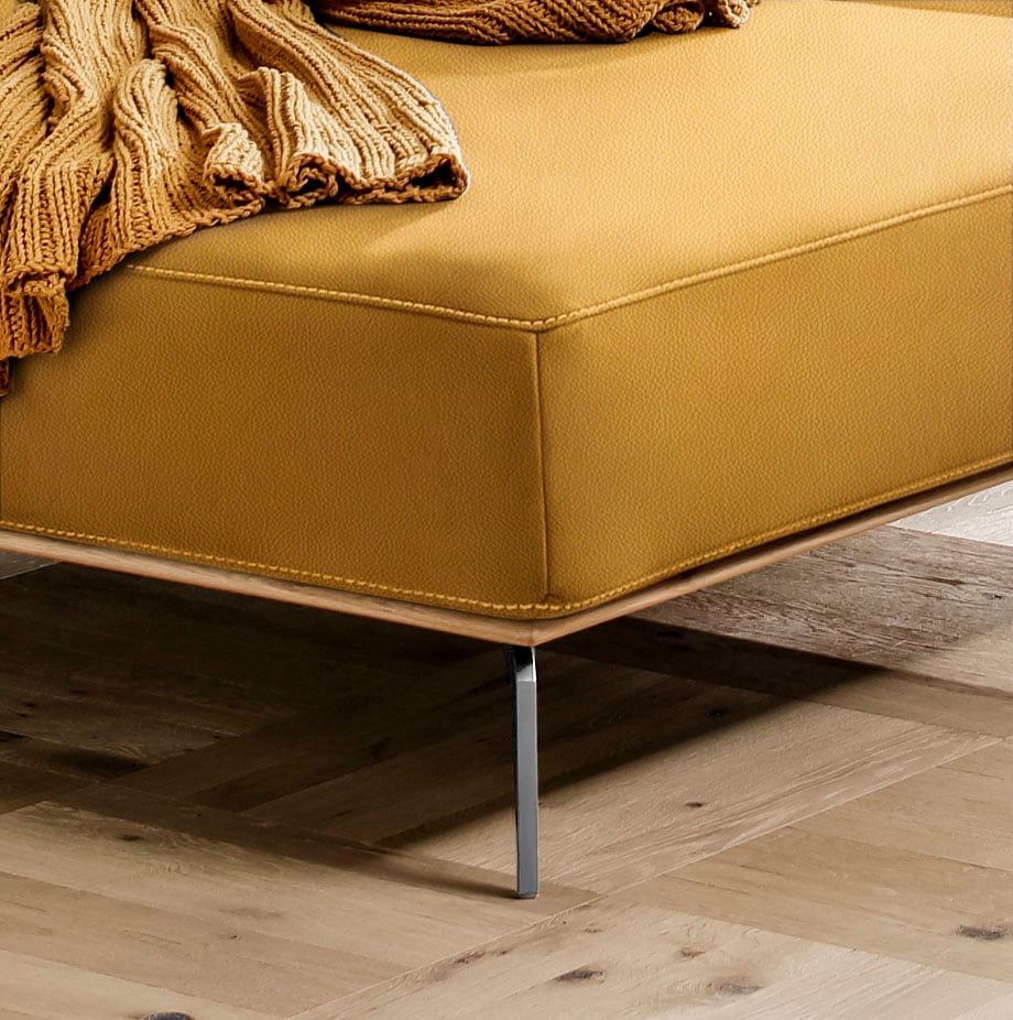 W.SCHILLIG Ecksofa »run, Designsofa, bequem, L-Form«, mit elegantem Holzsockel, Füße in Chrom glänzend, Breite 299 cm