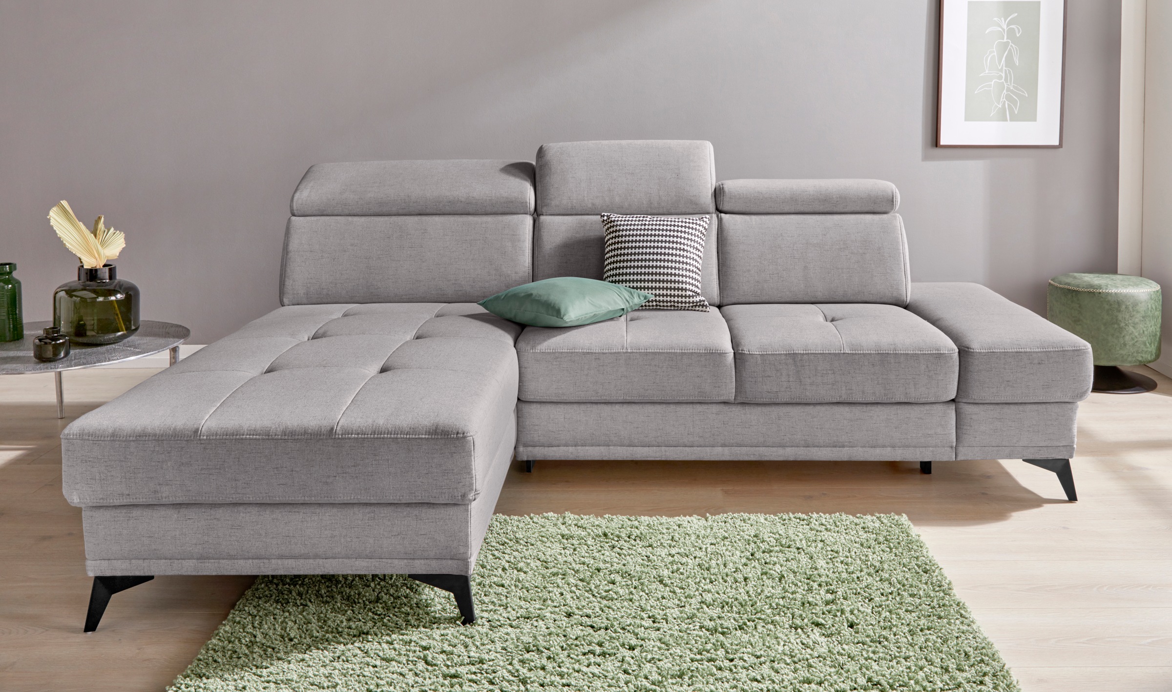 Home affaire Ecksofa »Cardiz L-Form« inkl.Kopfteilverstellung und Federkern günstig online kaufen