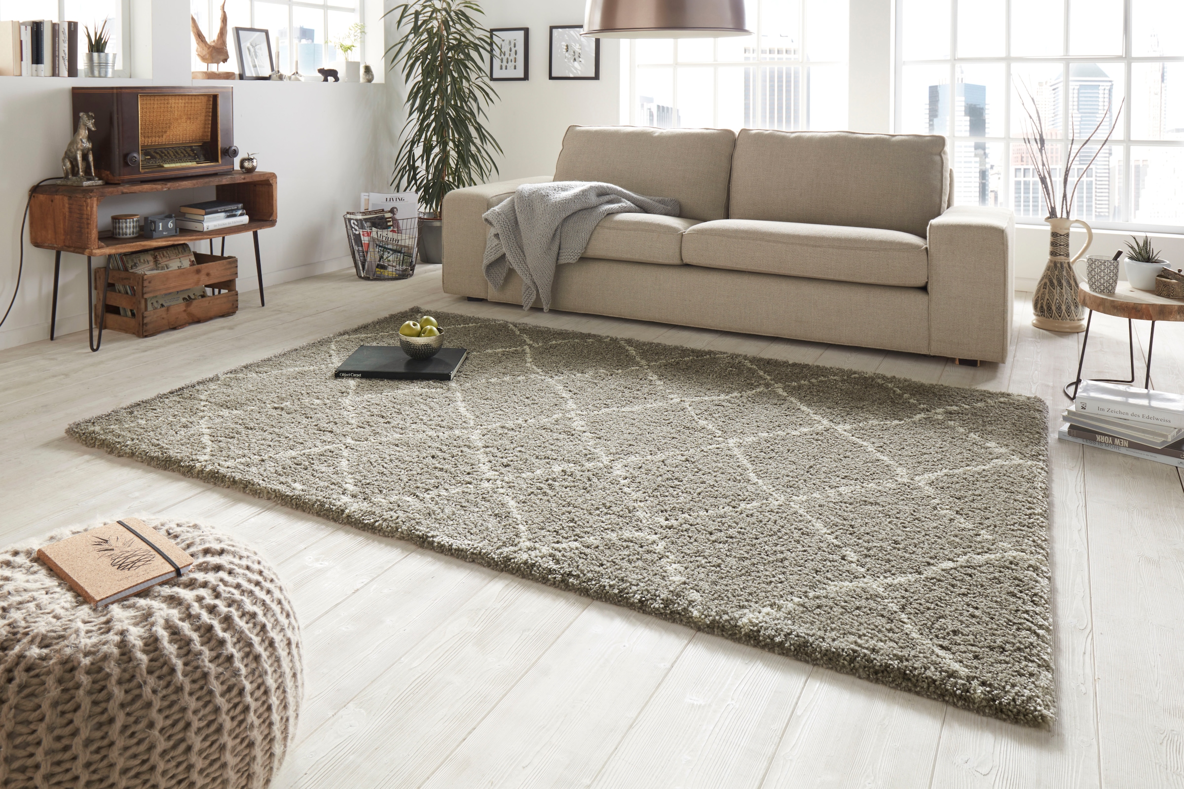 HANSE Home Hochflor-Teppich »Hash«, rechteckig, 35 mm Höhe, Shaggy, Flokati, Raute, Weich, Modern, Wohnzimmer, Schlafzimmer, Flur