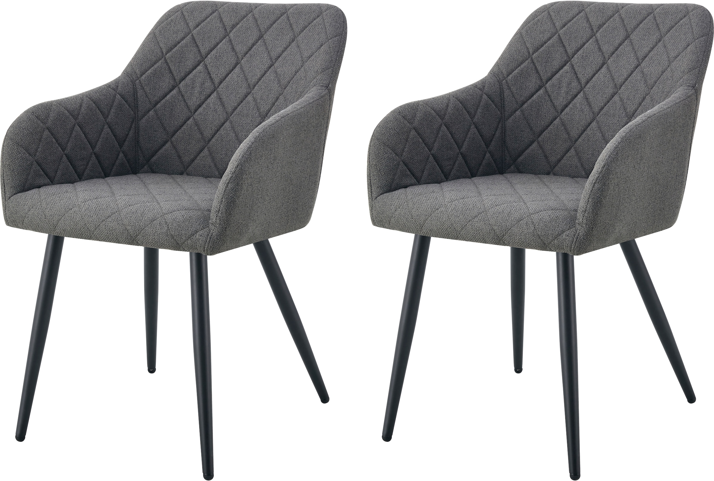 Home affaire Esszimmerstuhl »SUDBURRY, 2er Set, mit Metallgestell in matt schwarz« (Set) 2 Stk.in verschiedenen Farben, Belsatbarkeit pro Stuhl 120 kg, mit Griffloch