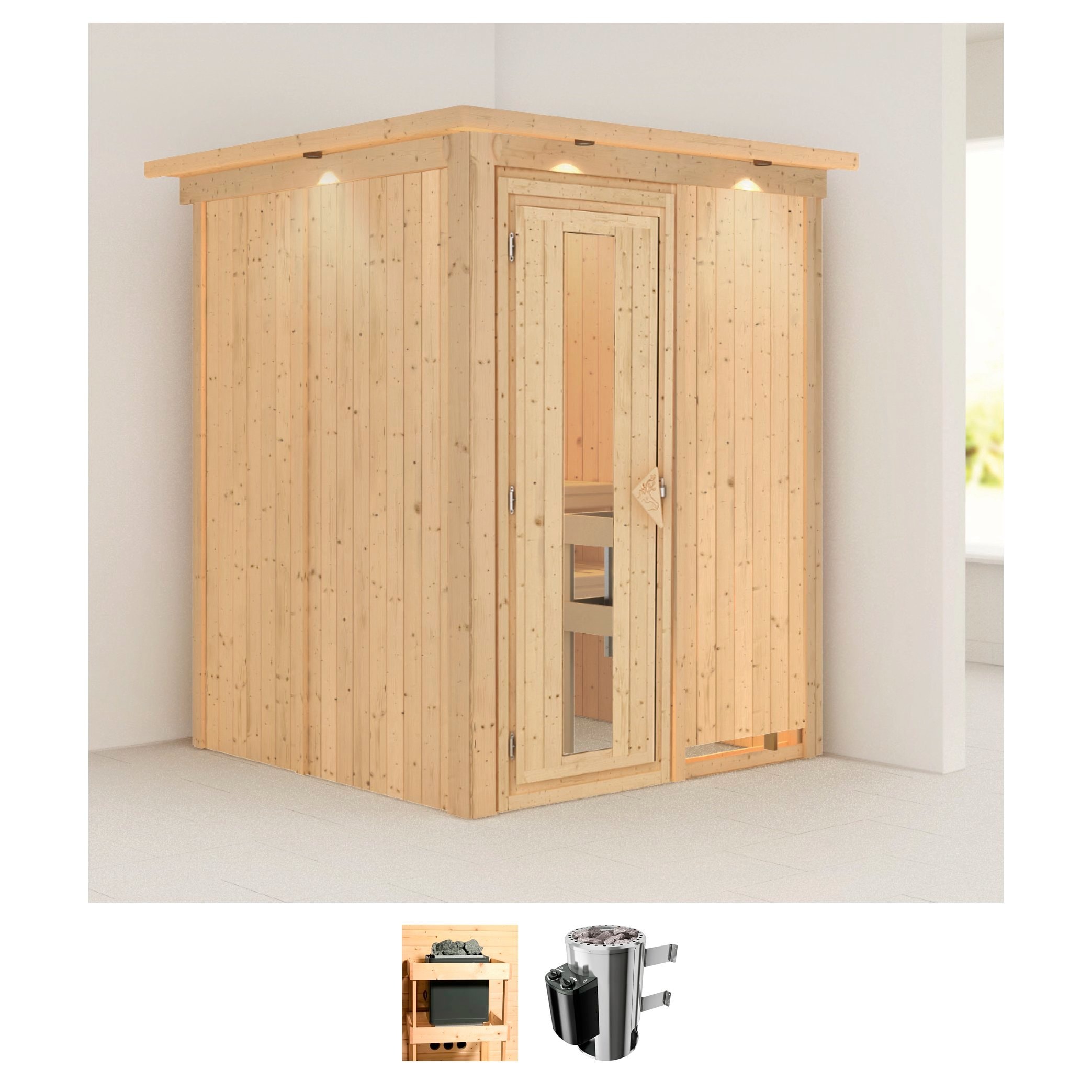 Karibu Sauna »Milaja«, 3,6-kW-Plug & Play Ofen mit integrierter Steuerung günstig online kaufen
