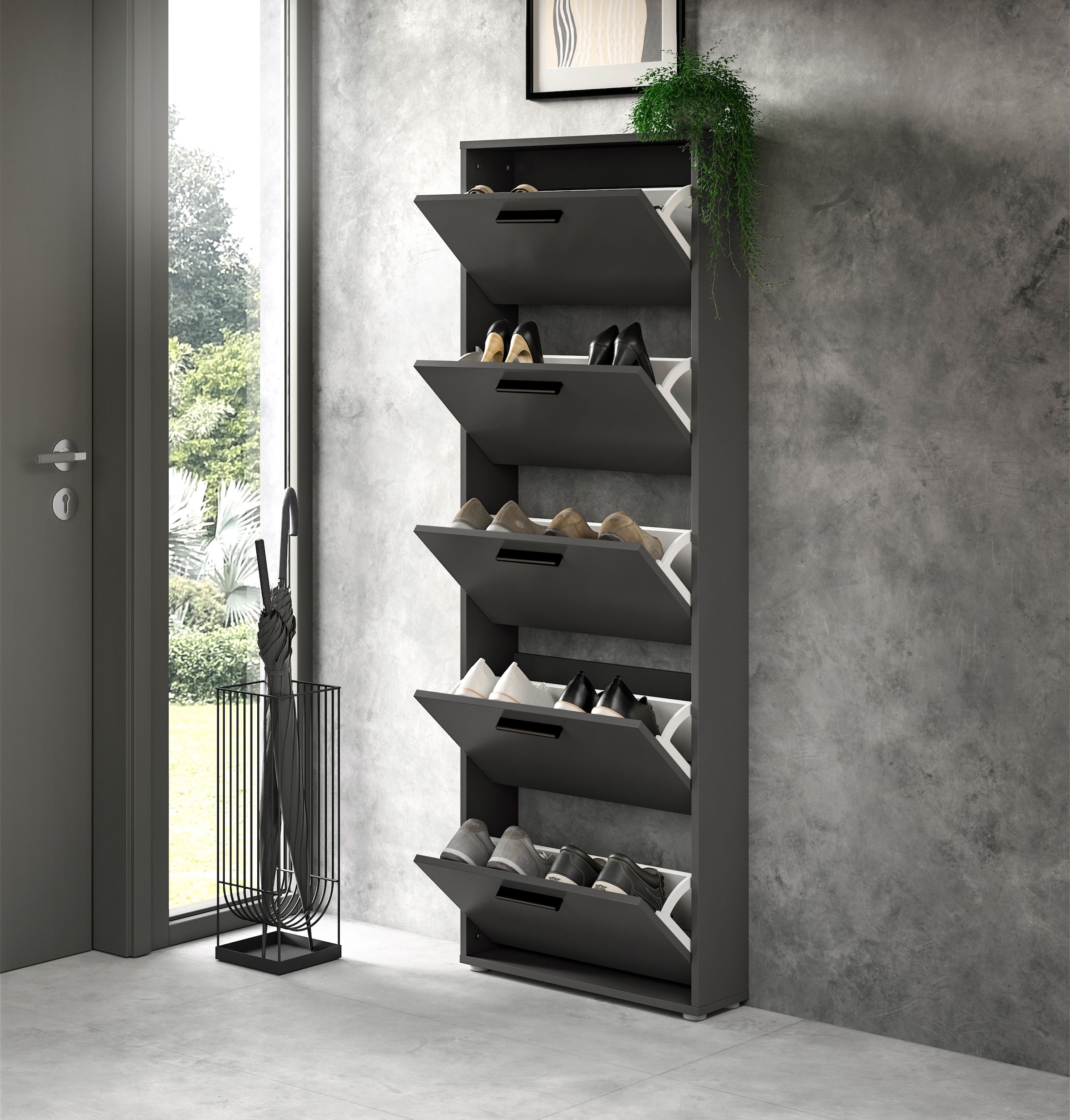 HBZ Schuhkommode »Sam Schuhkipper, Schuhschrank BxHxT 59x169x17 cm« 1 Stk. tlg. mit 5 Klappen