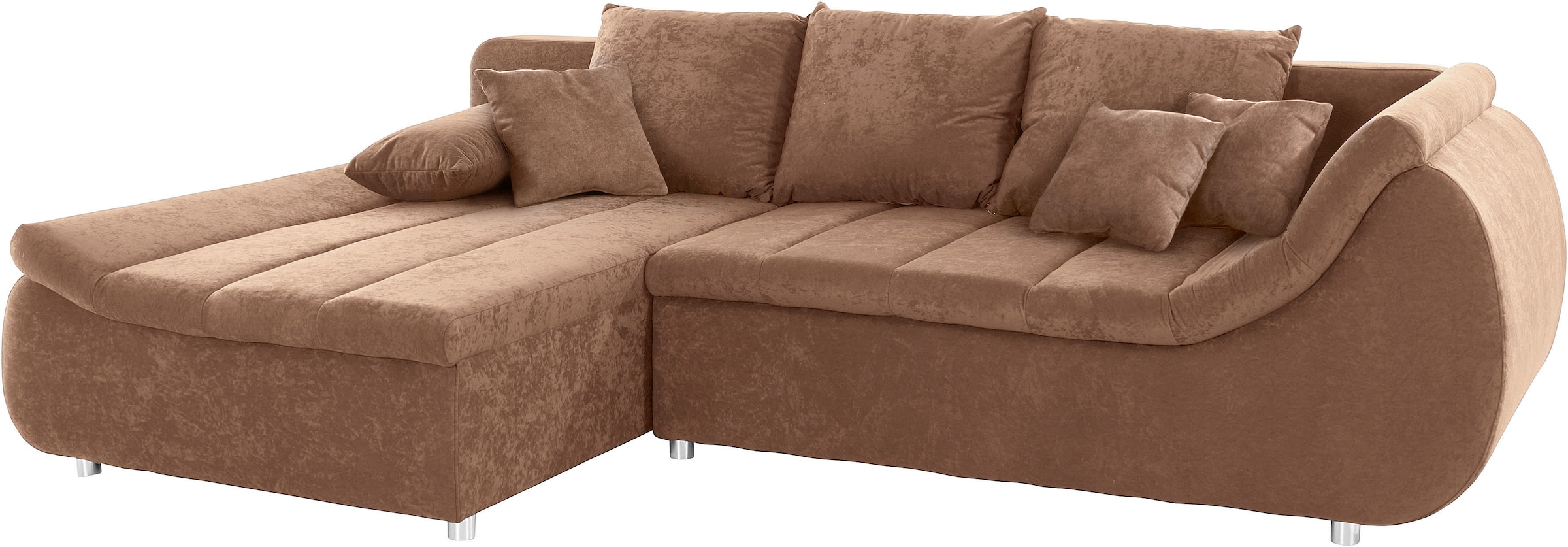 INOSIGN Ecksofa »Imola, elegant und modern, aktuelle Steppung im Sitz, bequem, L-Form«, frei im Raum stellbar, wahlweise mit Bettfunktion und Bettkasten
