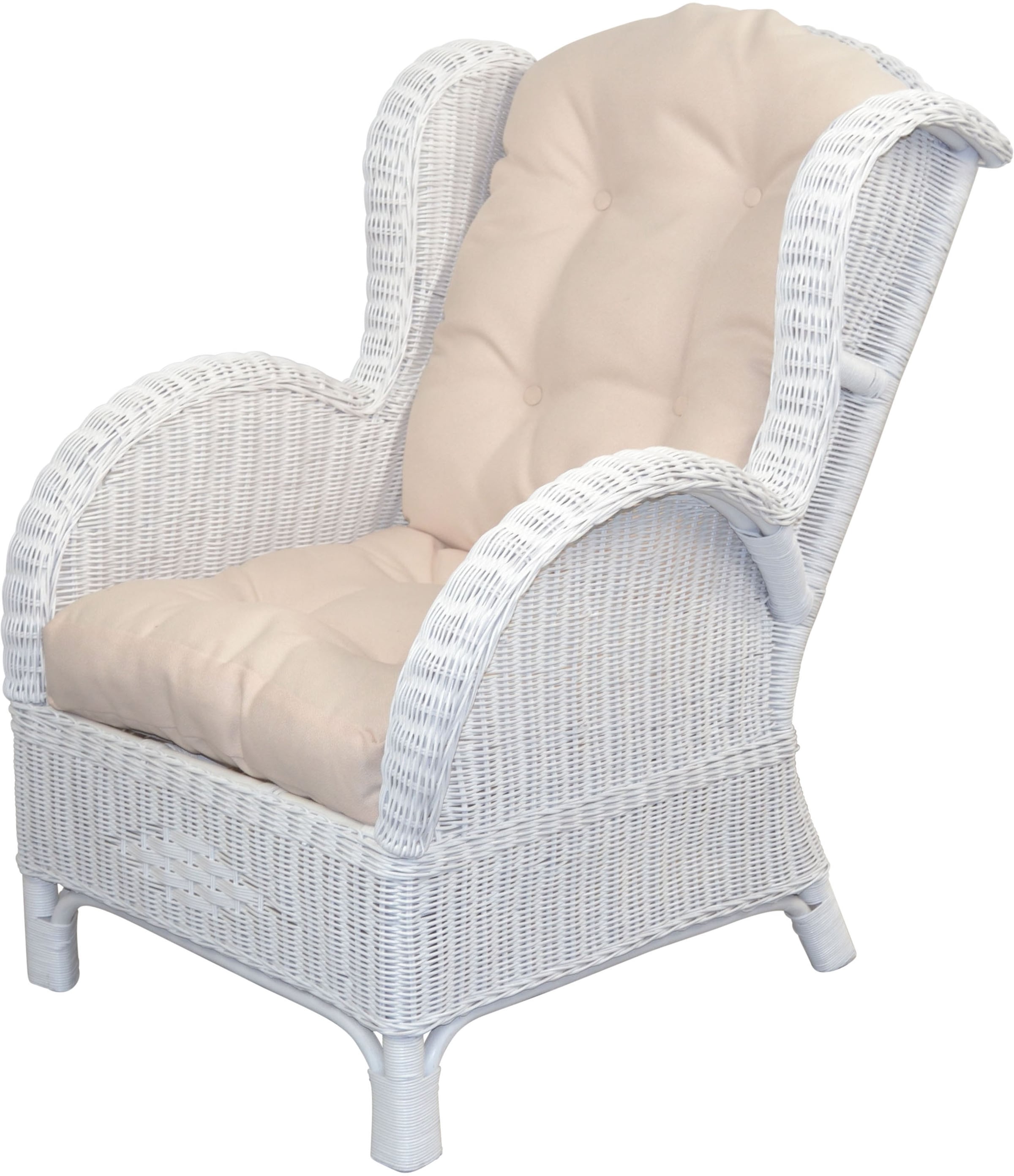 Ohrensessel 1 Stk. tlg. Hgeflochten, weiß Polyester