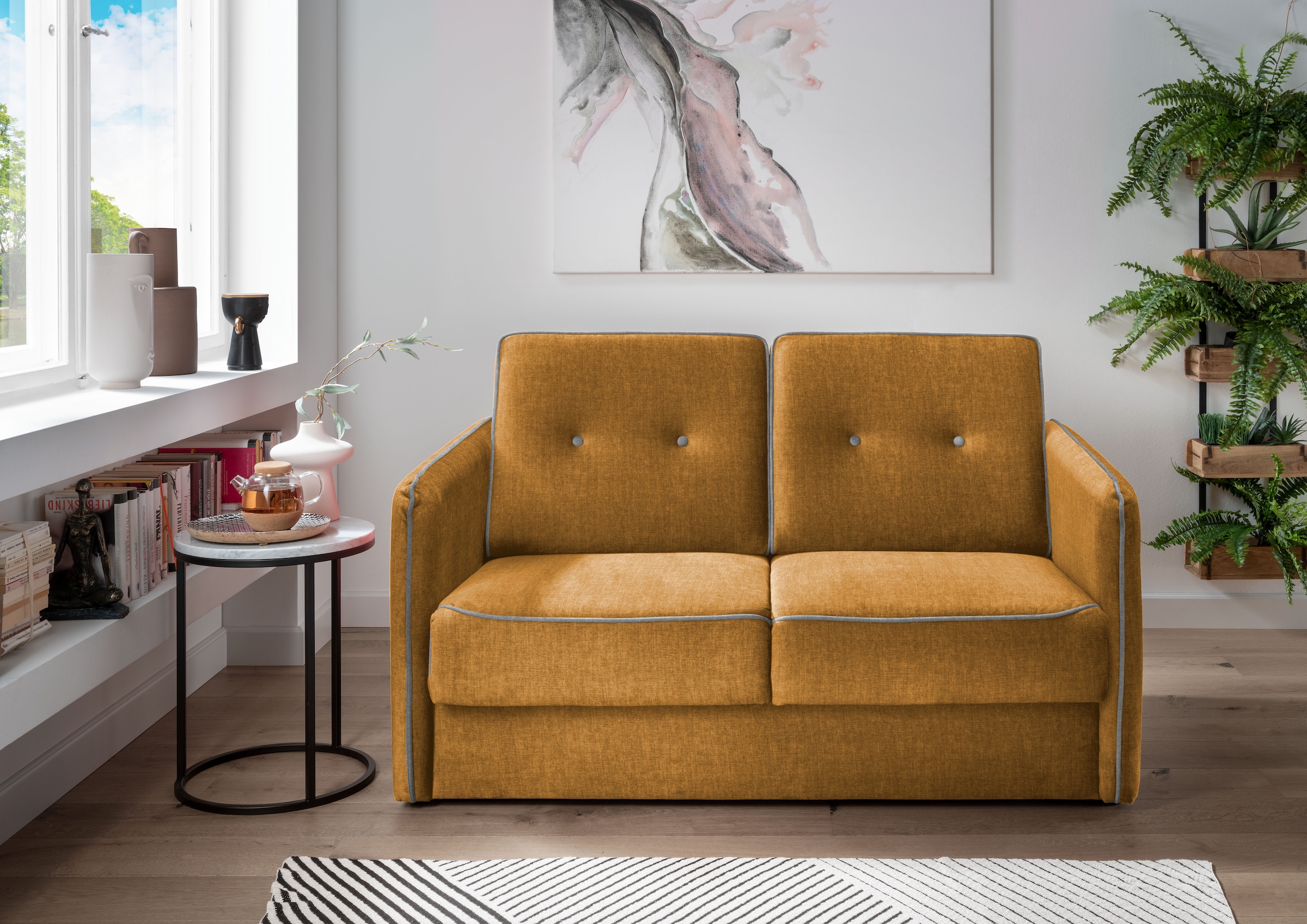 Home affaire Schlafsofa »Merina«, mit zweigeteilter Bettfunktion, Auszug nach vorn, Federkern