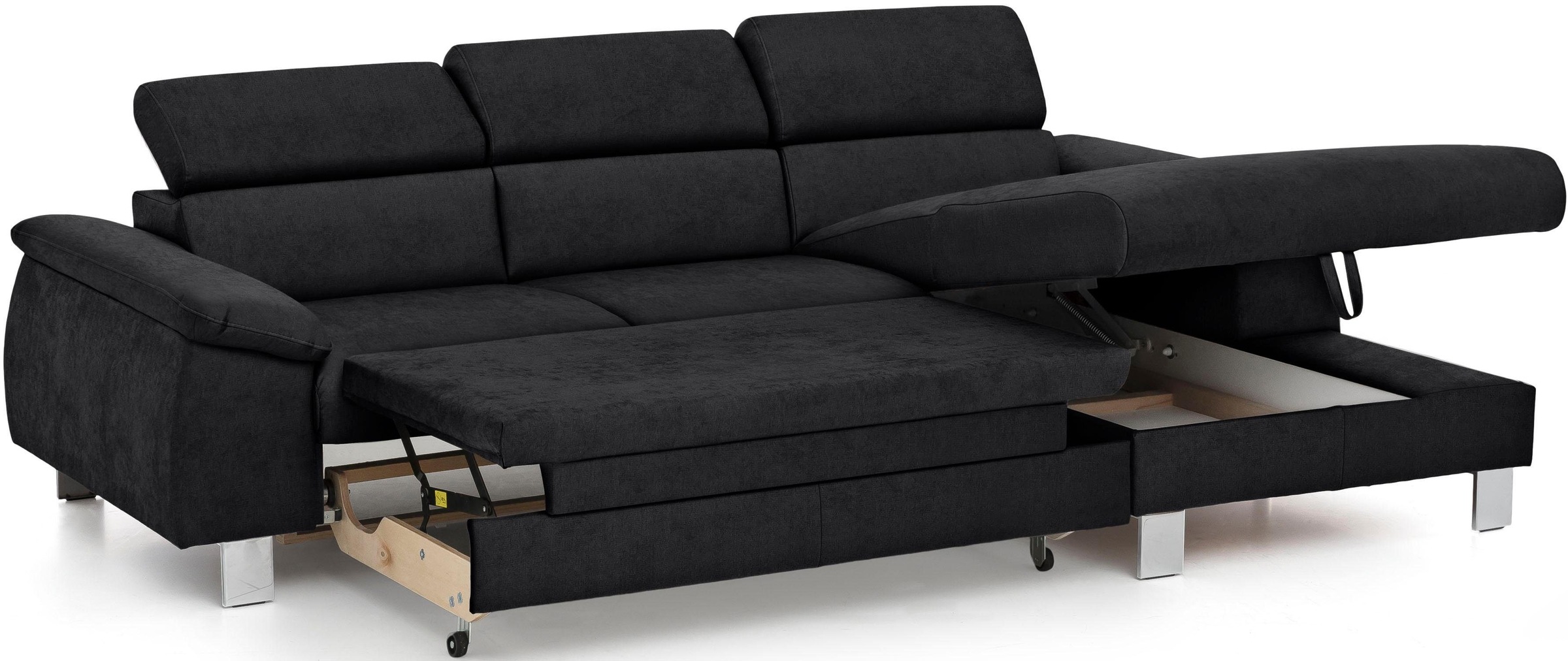 COTTA Ecksofa Komaris, Ecksofa, wahlweise mit RGB-LED-Beleuchtung und Bettfunktion/Bettkasten