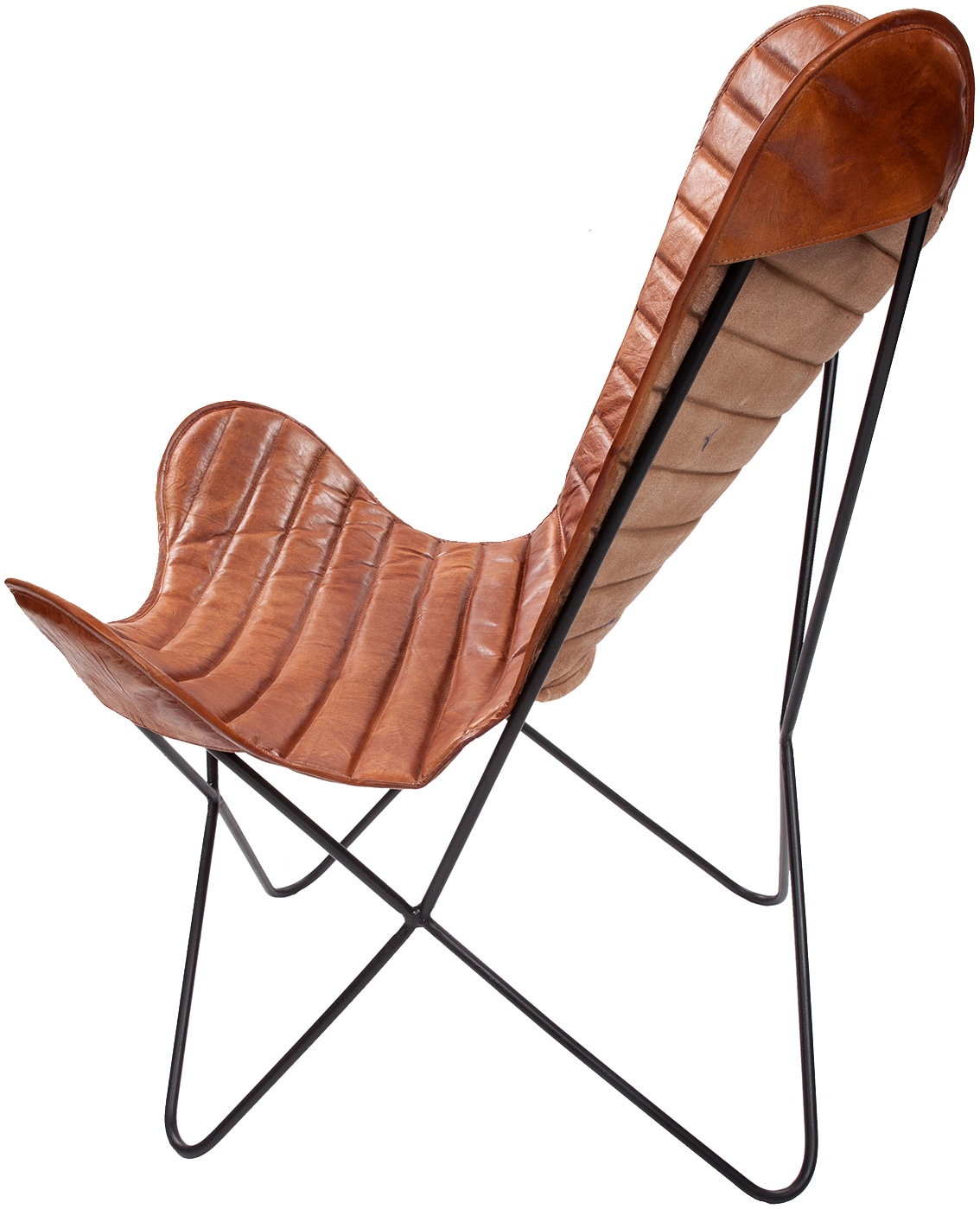 Kayoom 4-Fußstuhl »Schmetterling Stuhl Santiago, Schmetterlingsstuhl aus Leder«, 1 St., pflegeleicht, hochwertig, hochwertig verarbeitet, hoher Sitzkomfort
