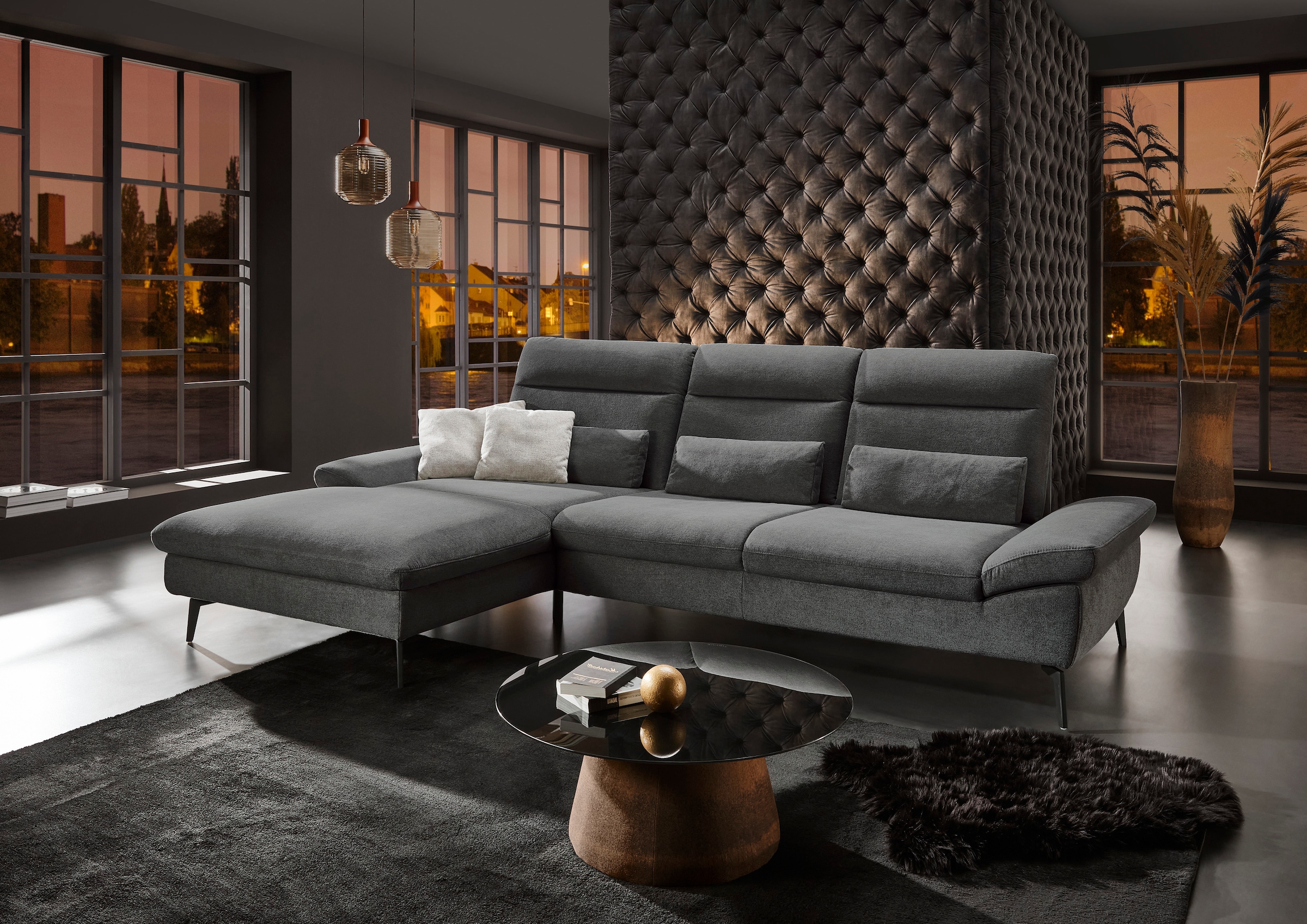 HUKLA Ecksofa »HU-HP22156 L-Form«, inkl. Kopfpolsterverstellung, optional m günstig online kaufen