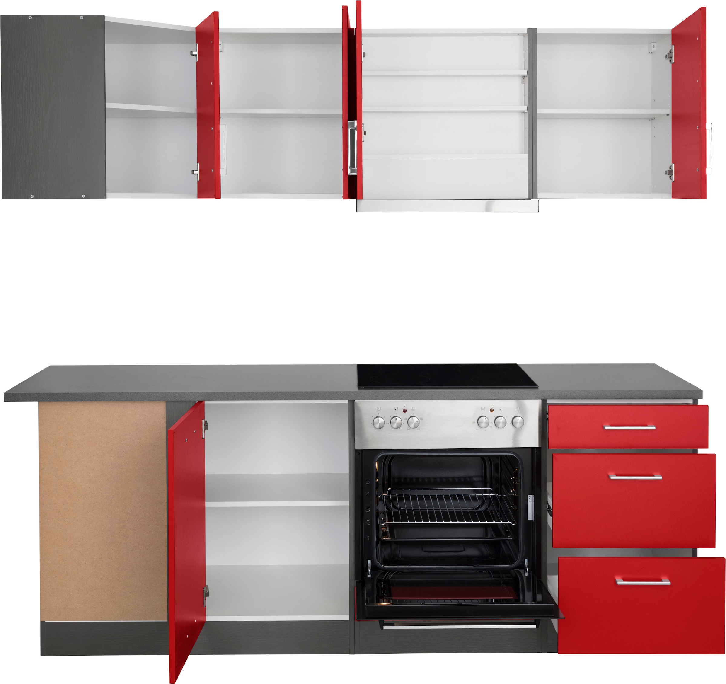 HELD MÖBEL Winkelküche »Paris«, mit E-Geräten, Stellbreite 220/220 cm