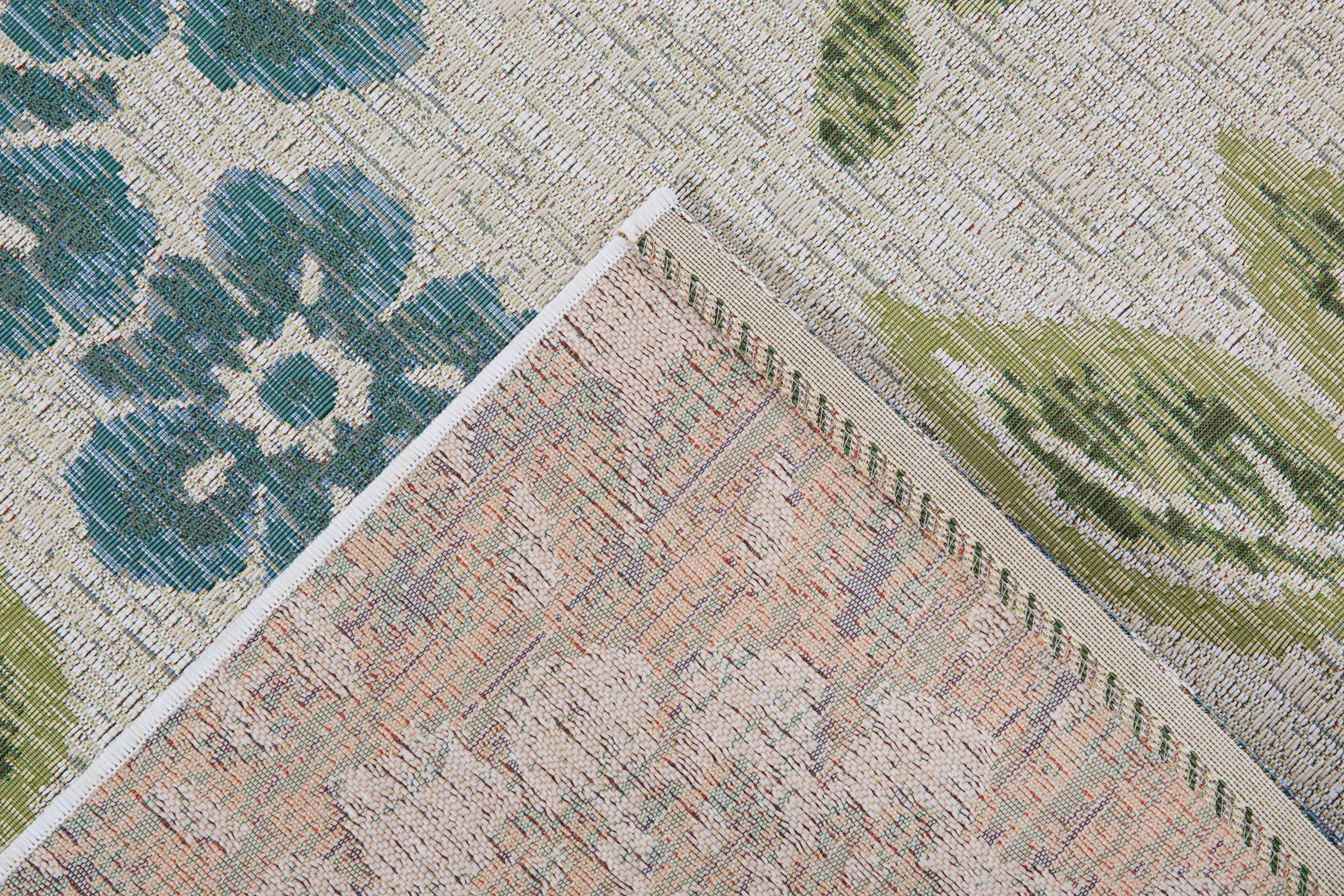 LUXOR living Teppich »Lost Garden, Made in Belgium«, rechteckig, 5 mm Höhe, Flachgewebe, Blumen Motiv, In- und Outdoor geeignet, Wohnzimmer