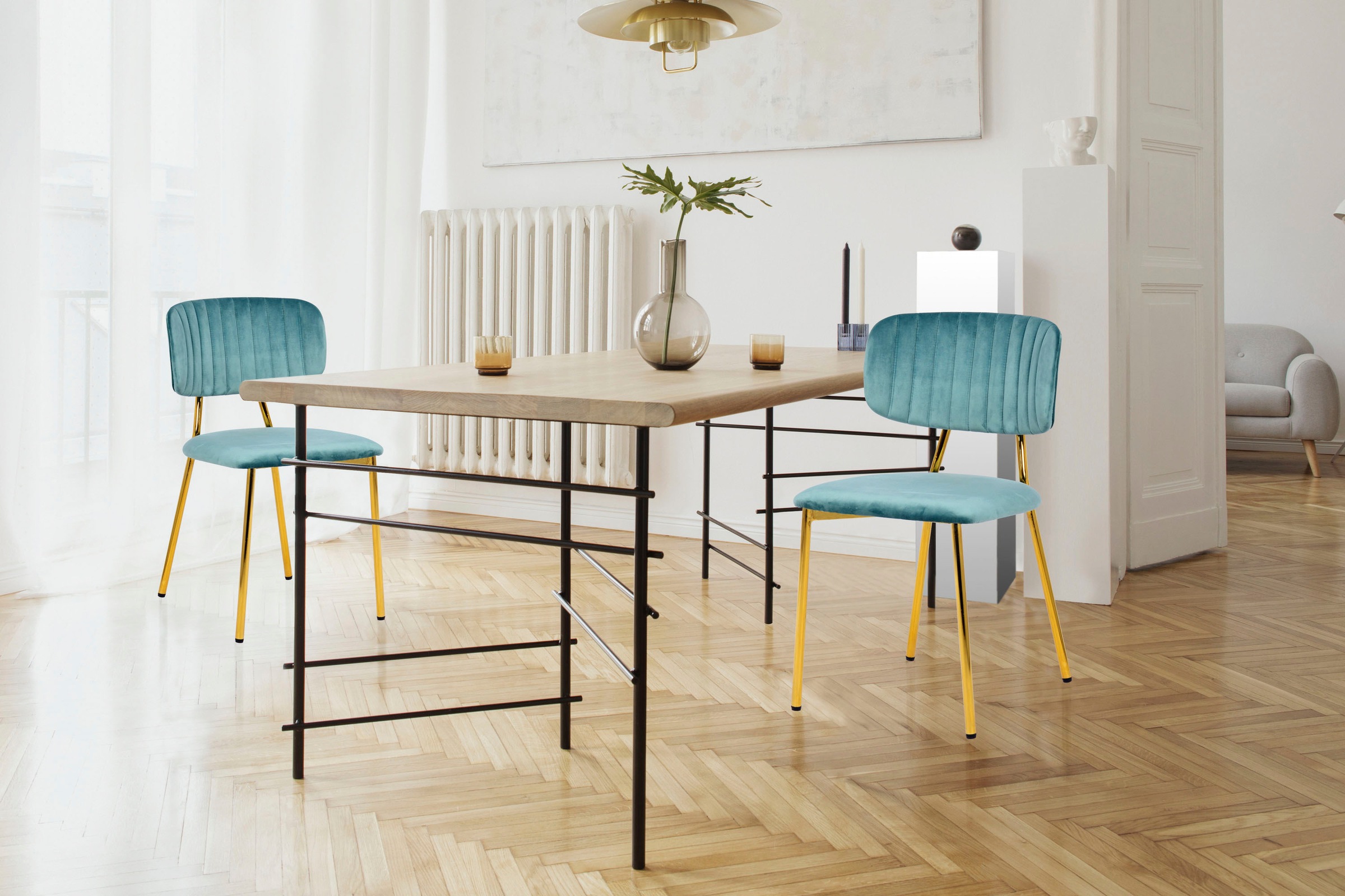Kayoom Esszimmerstuhl »Stuhl Kian 125 2er-Set,filigranes Metallgestell,pfle günstig online kaufen