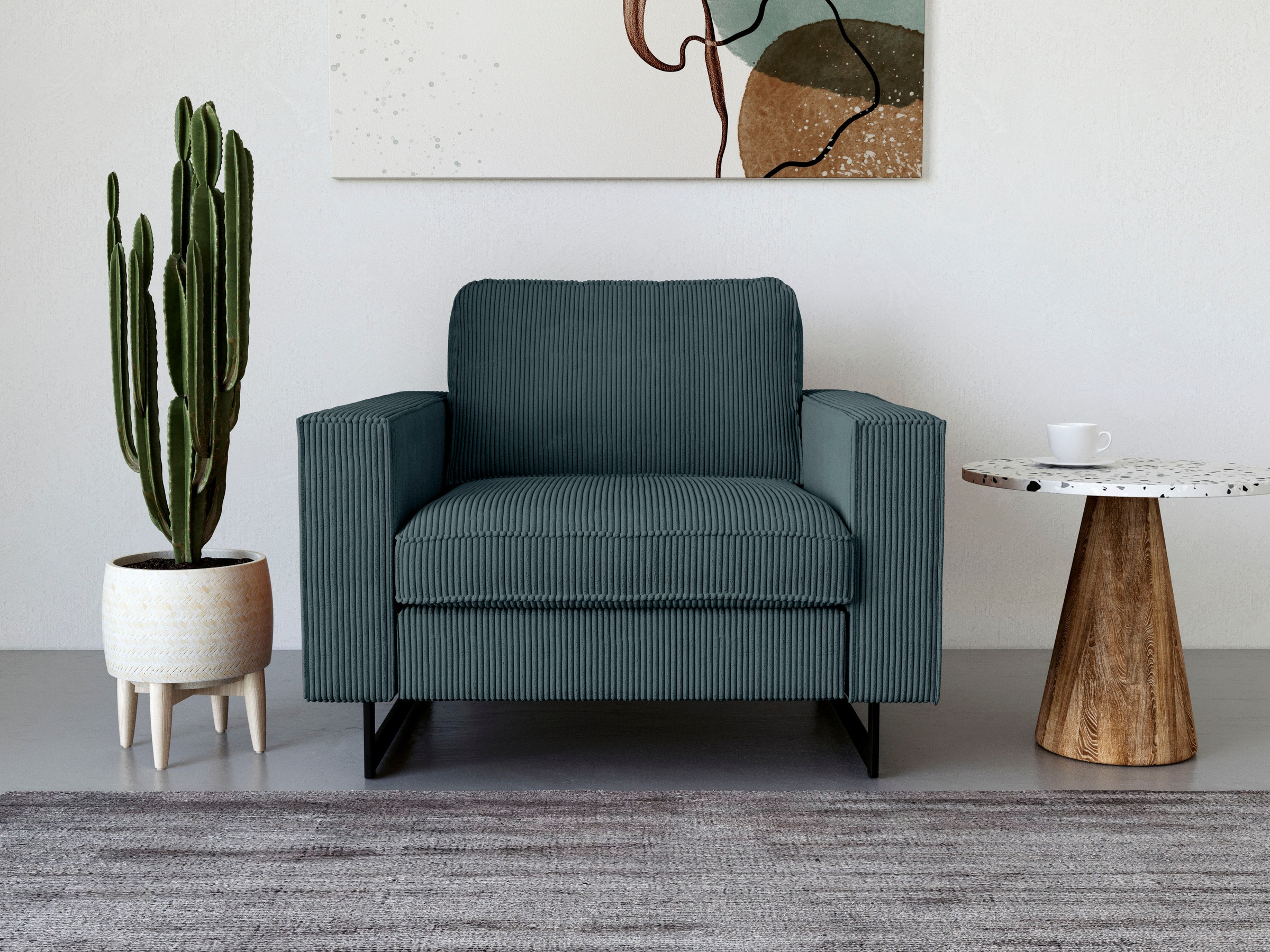 Places of Style Loveseat »Pinto«, mit Keder, Metallfüßen und auch in Cord Bezug erhältlich
