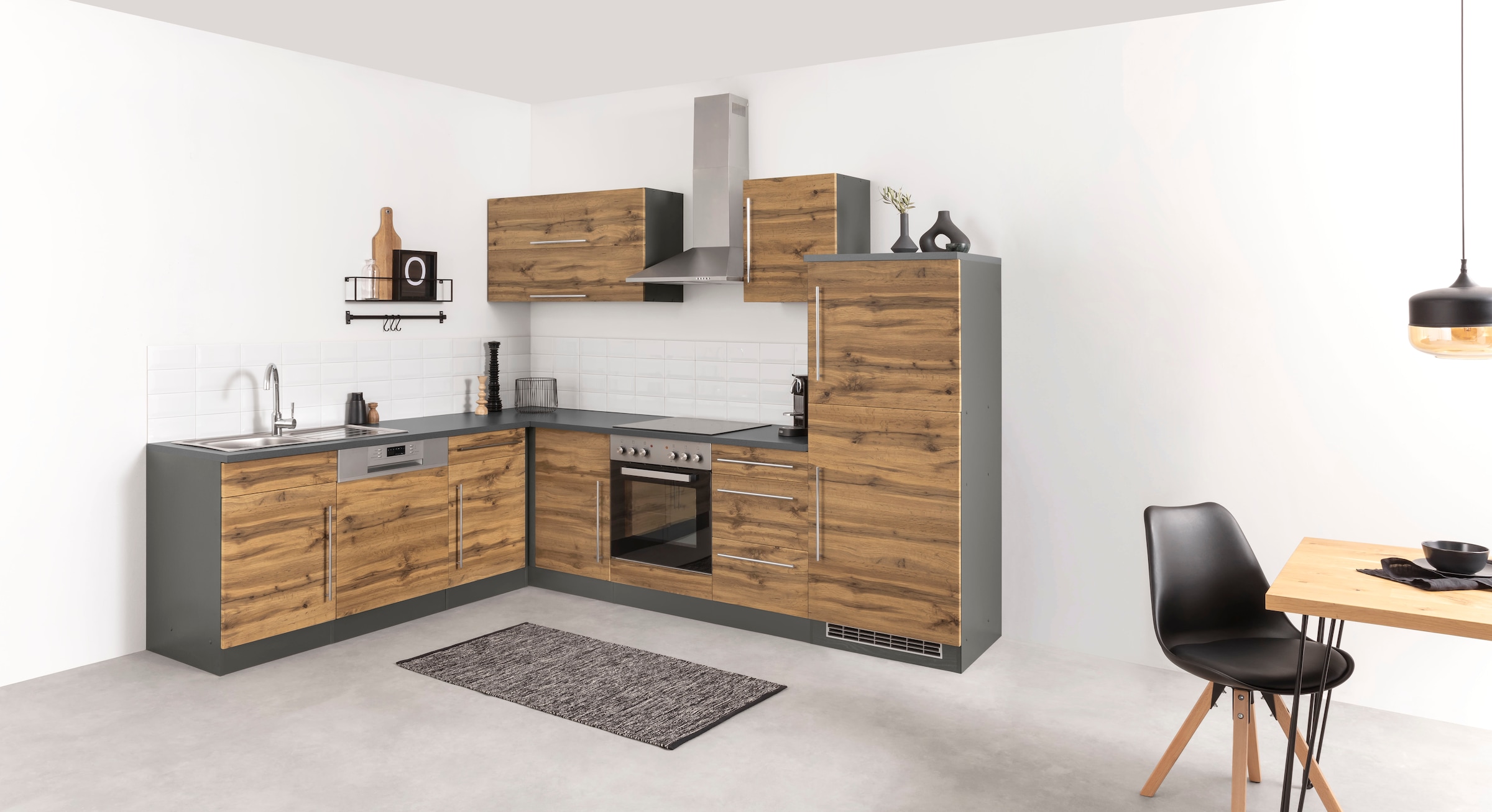 KOCHSTATION Winkelküche »KS-Samos«, Stellbreite 280x220 cm, wahlweise mit E-Geräten, mit Arbeitsplatte