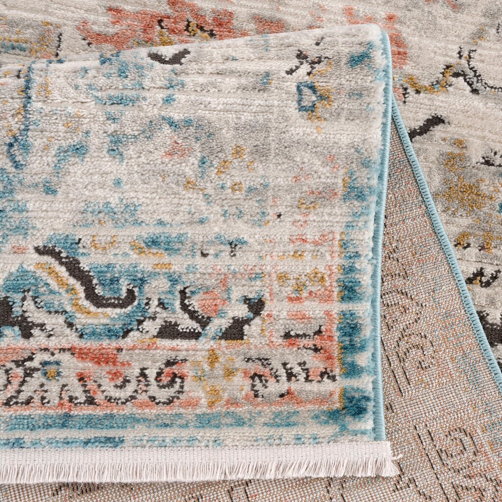 Carpet City Teppich »Novel 8627«, rechteckig, 11 mm Höhe, Vintage-Teppich mit Fransen, Used-Look, Multicolor, Wohnzimmer, Schlafzimmer
