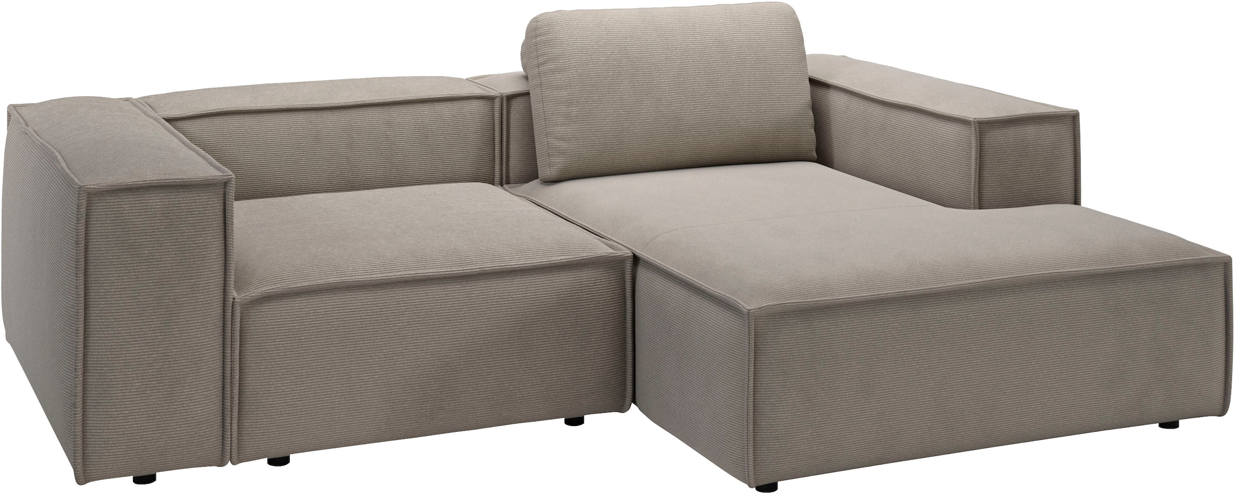 Places of Style Ecksofa »Watertown, kompakte L-Form, 246 cm breite für kleinere Räume«, modernes Ecksofa mit Feincordbezug, platzsparend & bequem