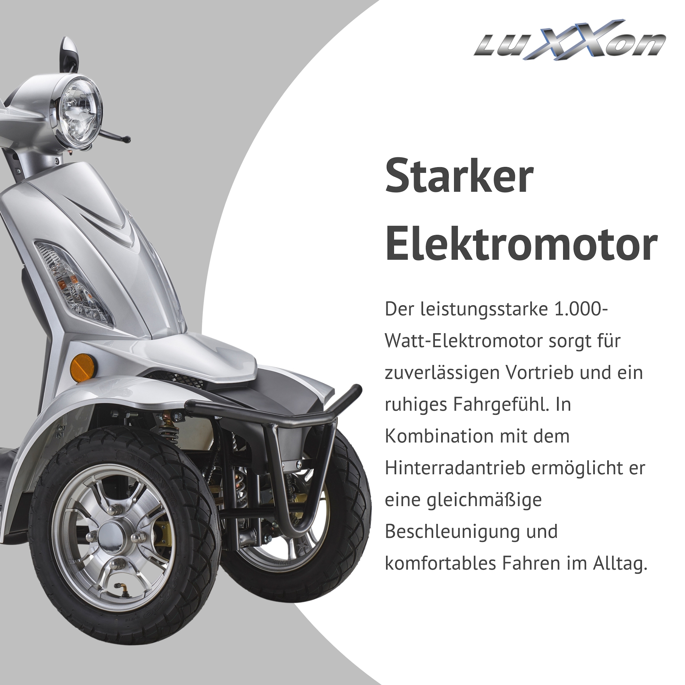 Luxxon Elektromobil »LuXXon Seniorenmobil E4900« 20 km/h Elektromobil mit Topcase, ohne Helmpflicht,  1.000 W, Seniorenmobil mit 4 Räder, Elektroroller für Senioren
