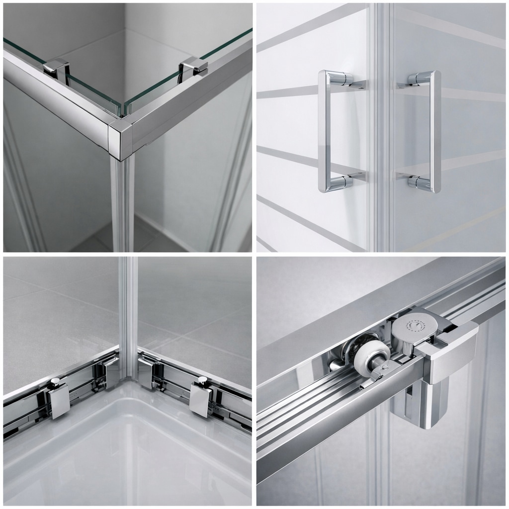 welltime Eckdusche »New Trento mit Streifendekor« Extrahohe 195cm, 6mm ESG, verbessertes Rollensystem, Streifendekor