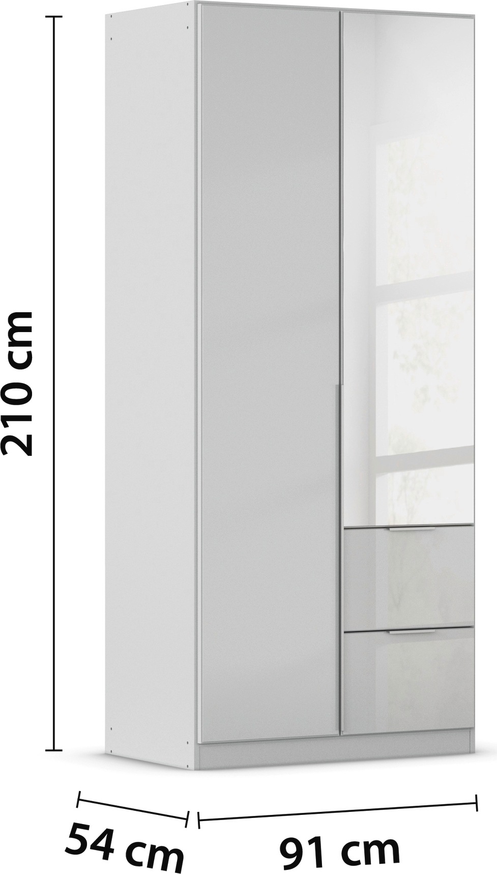 rauch Drehtürenschrank »Kleiderschrank Kleiderschränke Schrank Garderobe AGORDO mit Glasfront«, mit Außenschubkästen, in 6 Breiten und 2 Höhen MADE IN GERMANY