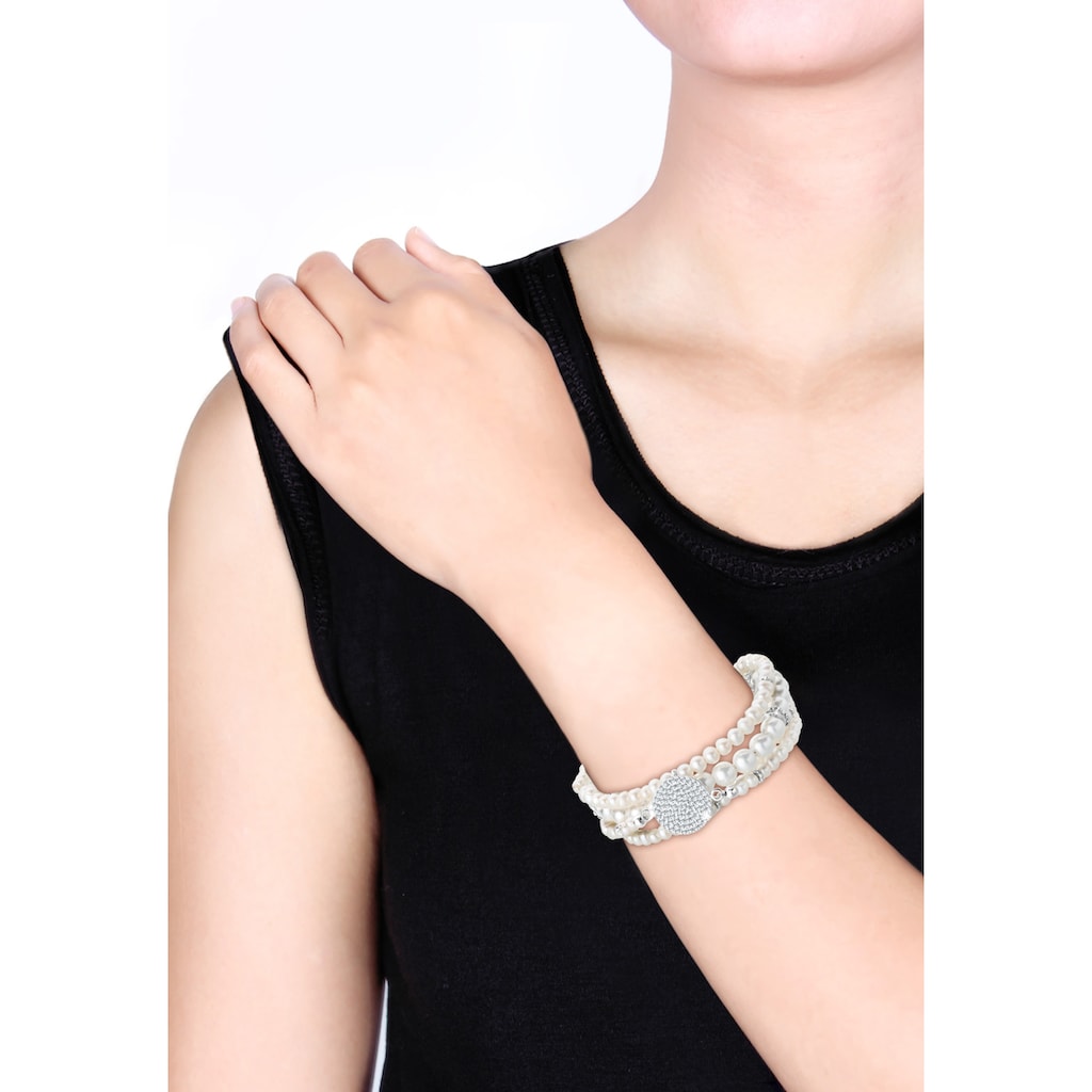 Elli Premium Perlenarmband Set »Layering synthetischen Perlen 925 Silber«