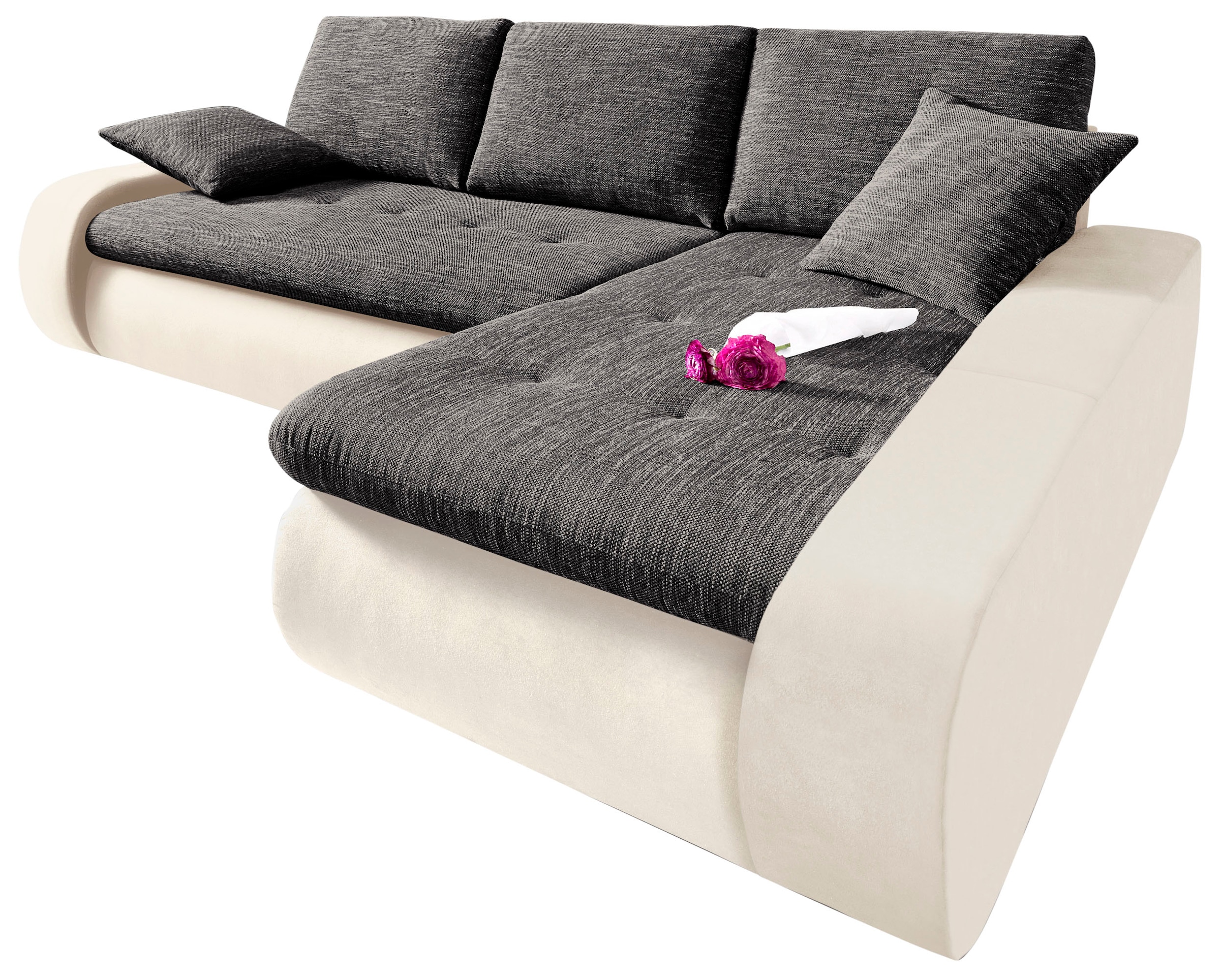 TRENDMANUFAKTUR Ecksofa »Indie, modern und bequem, Materialmix, L-Form«, wa günstig online kaufen