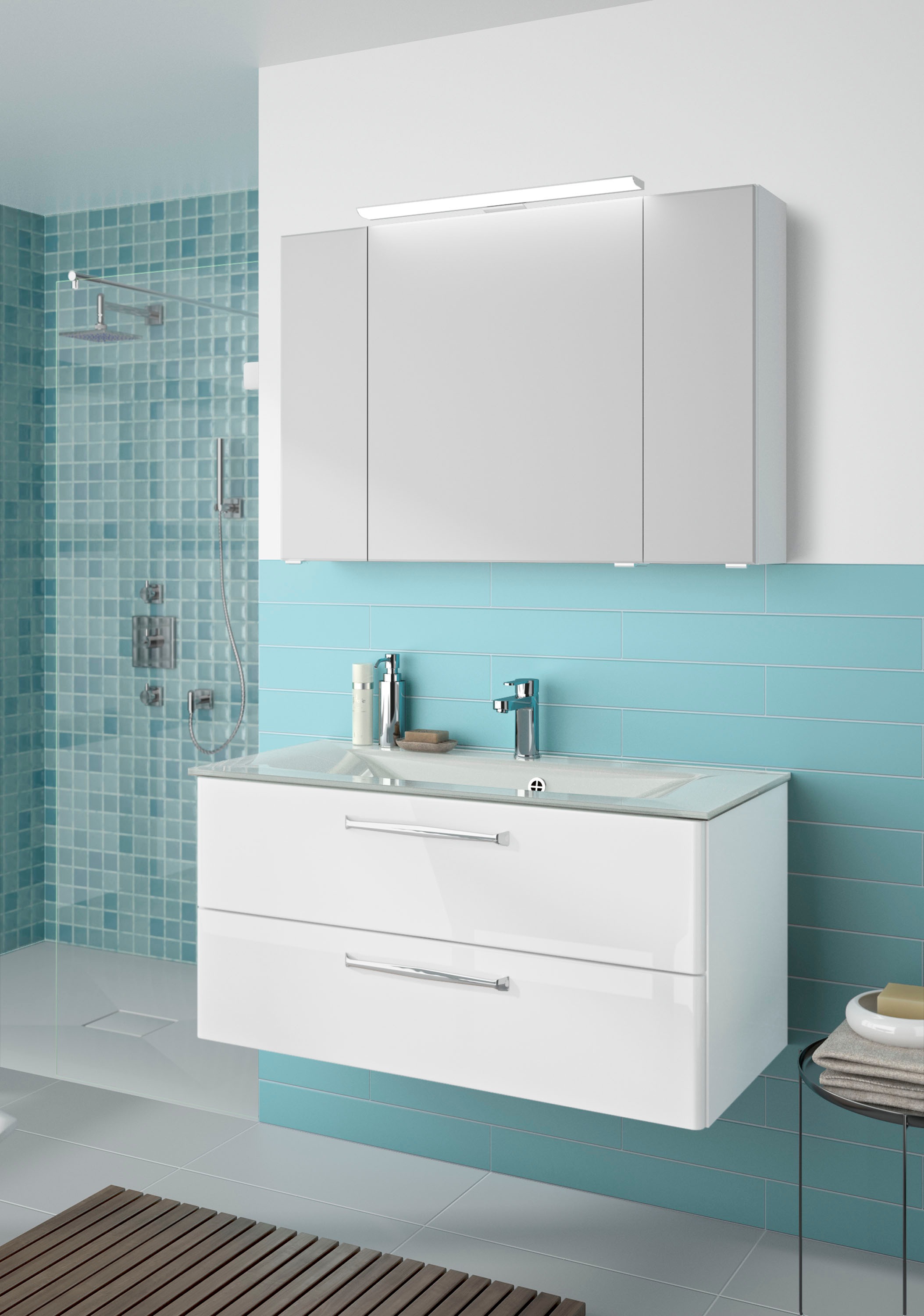 Saphir Badmöbel-Set »Trentino 2-teilig Glas-Waschtisch, Spiegelschrank mit günstig online kaufen