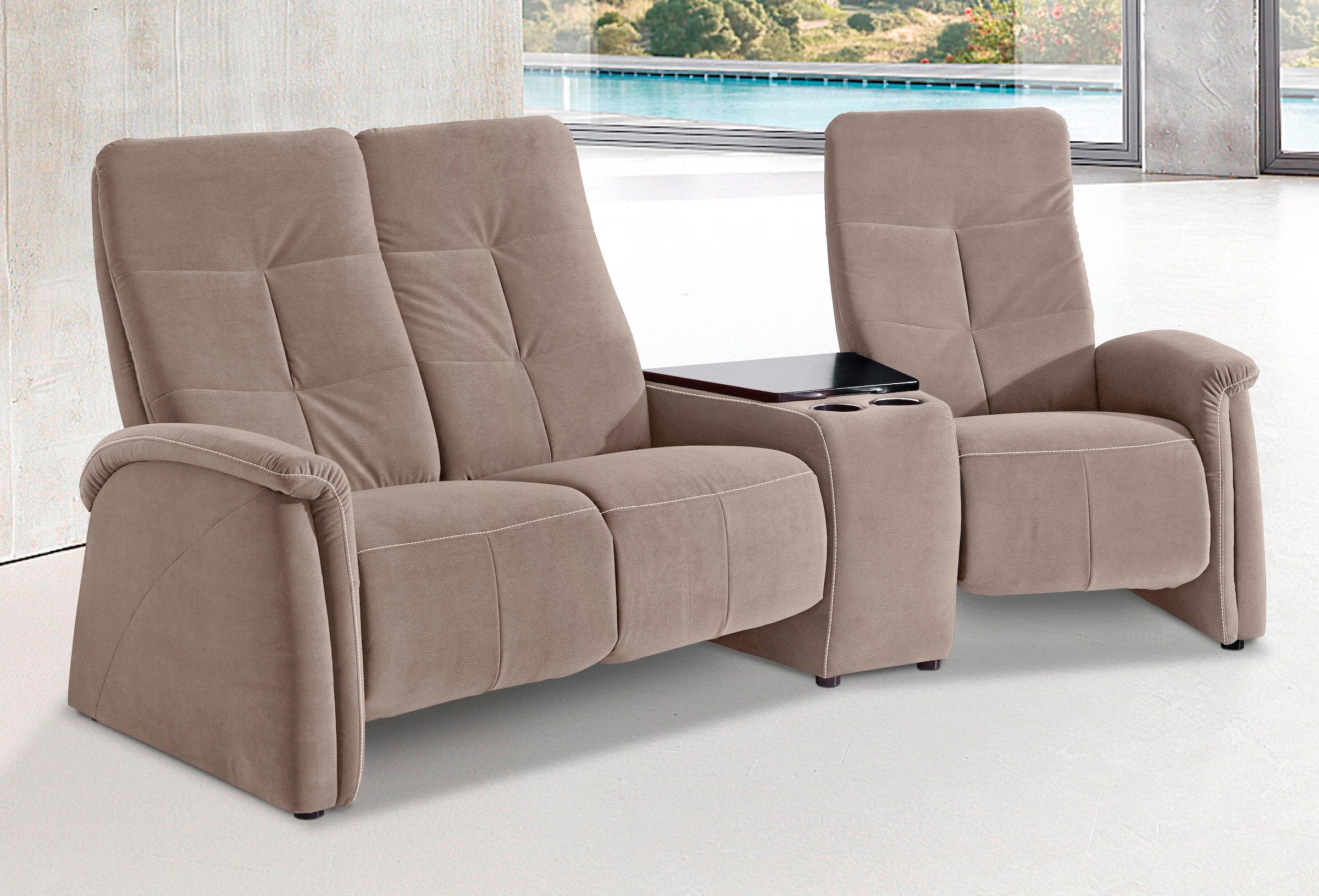 exxpo - sofa fashion 3-Sitzer »Tivoli, Kinosofa mit Tischablage & Stauraumfach, man. Relaxfunktion«, mit Relaxfunktion