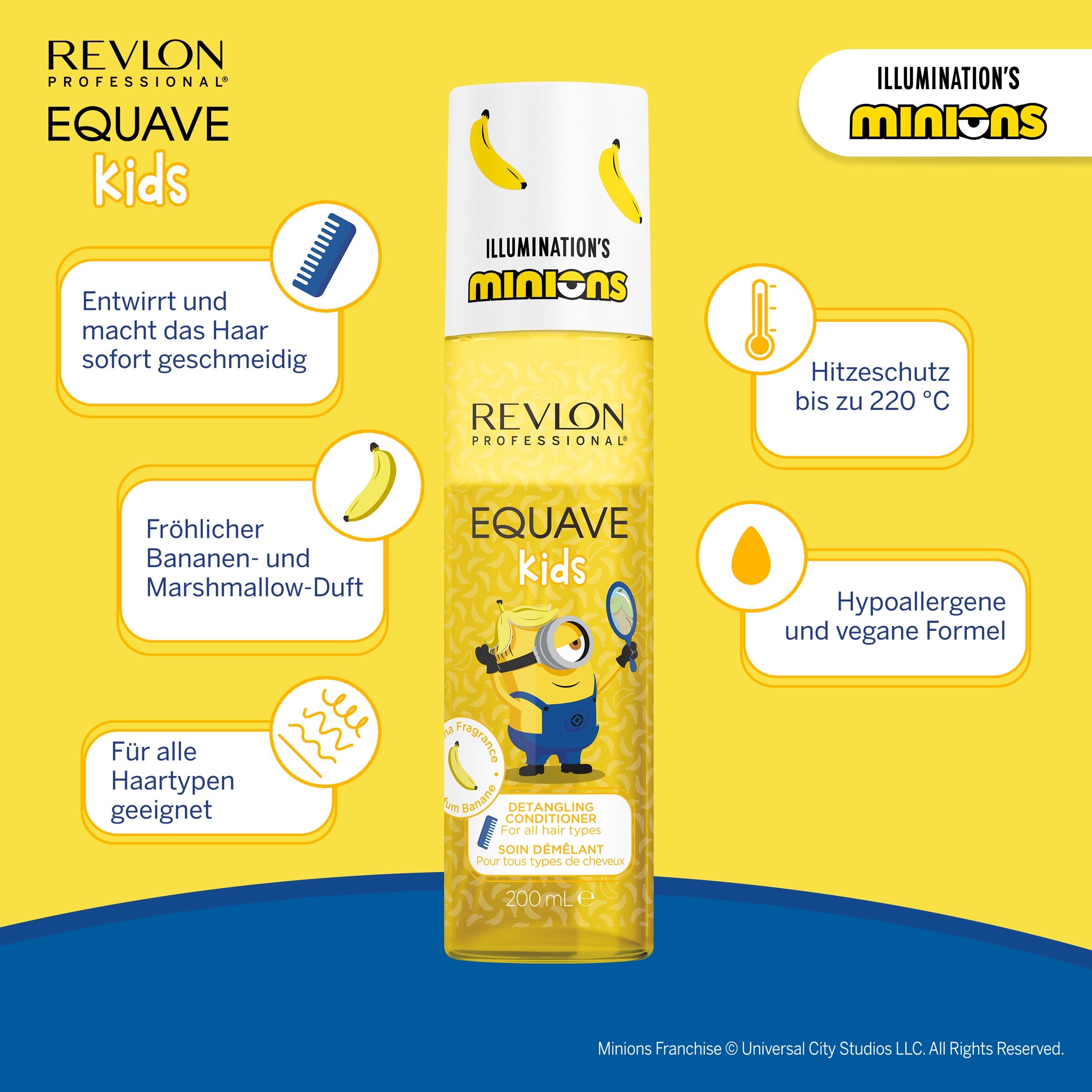 REVLON PROFESSIONAL Leave-in Pflege »Equave Kids MINIONS Leave-In Hydro Conditioner 200ml« Vegan & Dermatologisch getestet, Special Edition