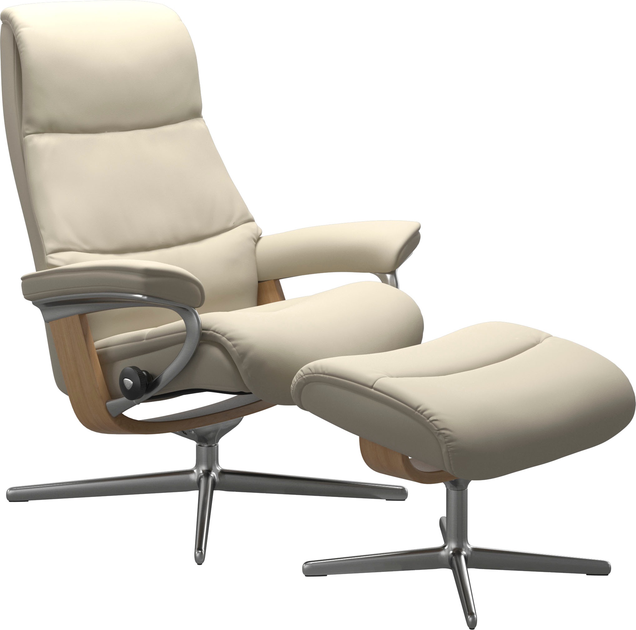 Stressless® Relaxsessel »View«, (Set, Relaxsessel mit Hocker), mit Hocker, mit Cross Base, Größe S, M & L, Holzakzent Eiche