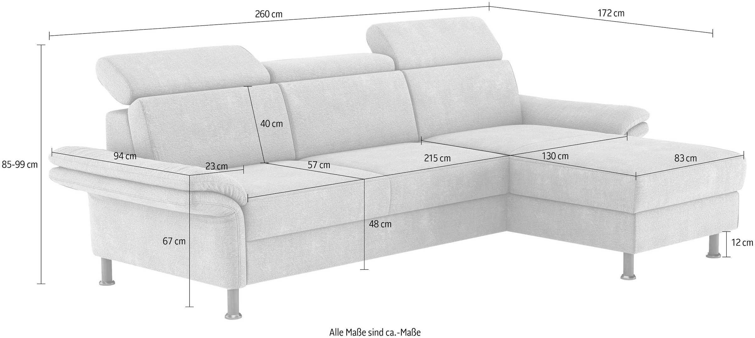 Home affaire Ecksofa »Calypso L-Form«, mit motorischen Funktionen im Sofa und Recamiere