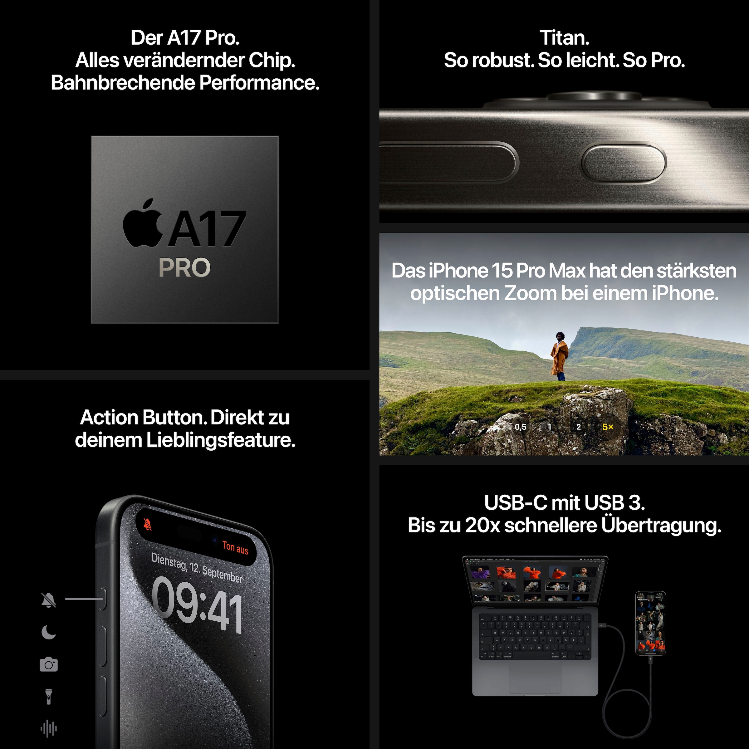 Apple Smartphone »iPhone 15 Pro 128GB«, natural titanium, 15,5 cm/6,1 Zoll, 128  GB Speicherplatz, 48 MP Kamera auf Raten bestellen | alle Smartphones