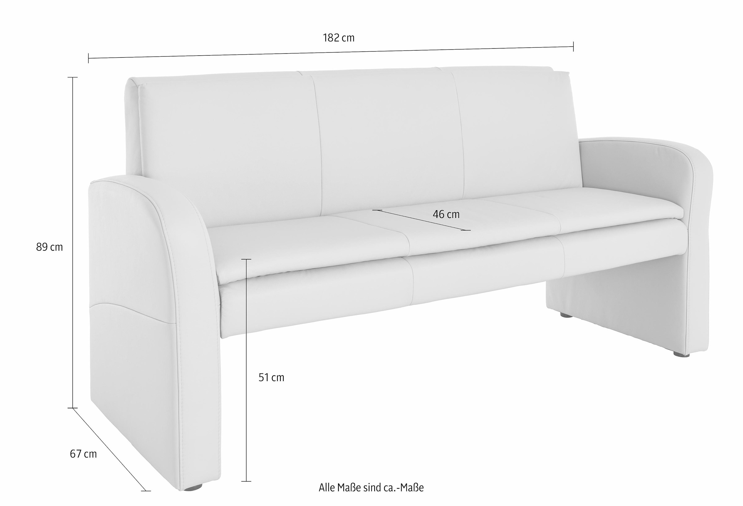 exxpo - sofa fashion Hockerbank »Cortado, 3-Sitzer Küchensofa mit hohem Sitzkomfort«, hohe Bodenfreiheit, schöne Detailverarbeitung