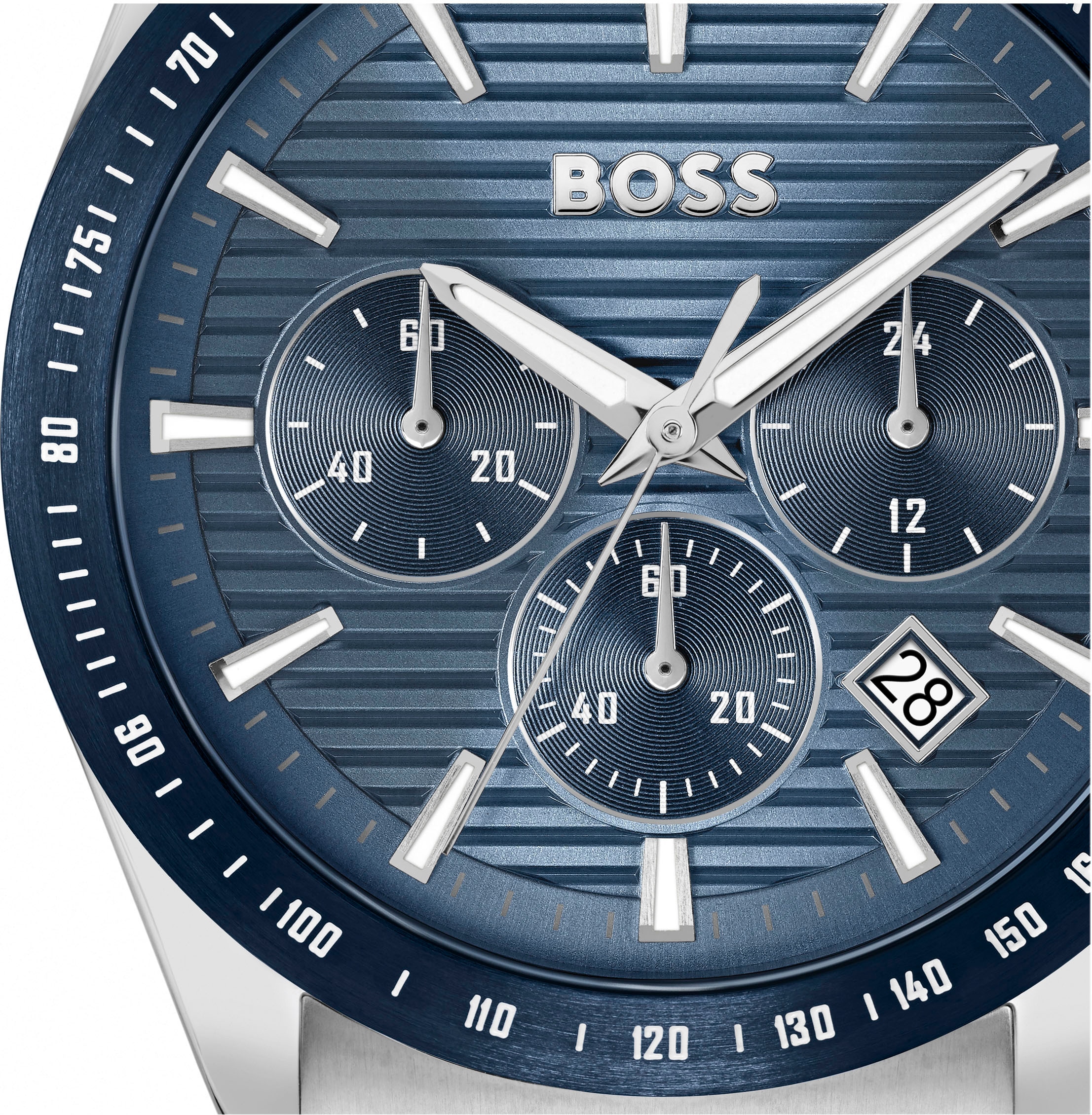 BOSS Chronograph »STRIKE CHRONO«, Quarzuhr, Armbanduhr, Herrenuhr, Edelstahlarmband, analog, Tag