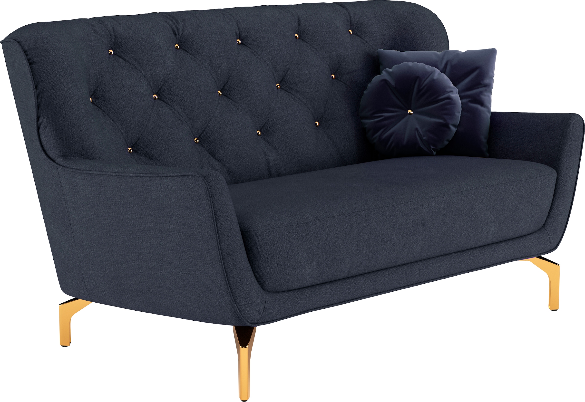 sit&more Polstergarnitur »Orient 3«, (2 tlg.), inkl. 4 Zierkissen mit Strass-Stein, goldfarbene Metallfüße