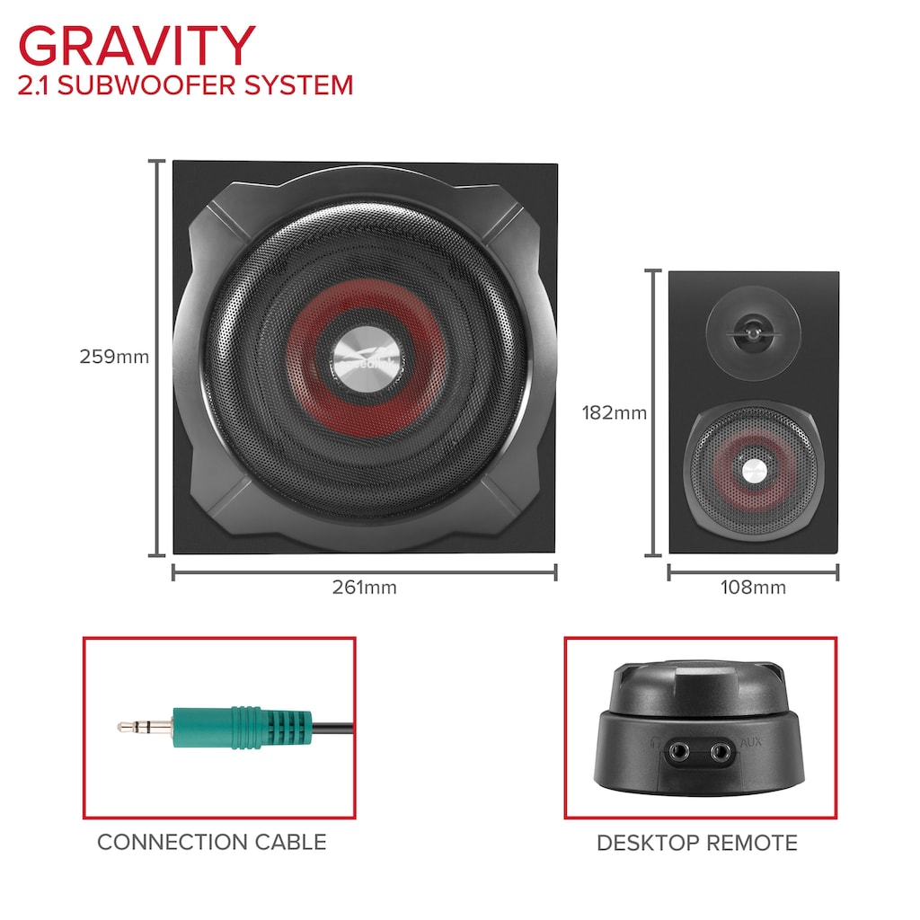Speedlink 2.1 Soundsystem »GRAVITY«, Bluetooth